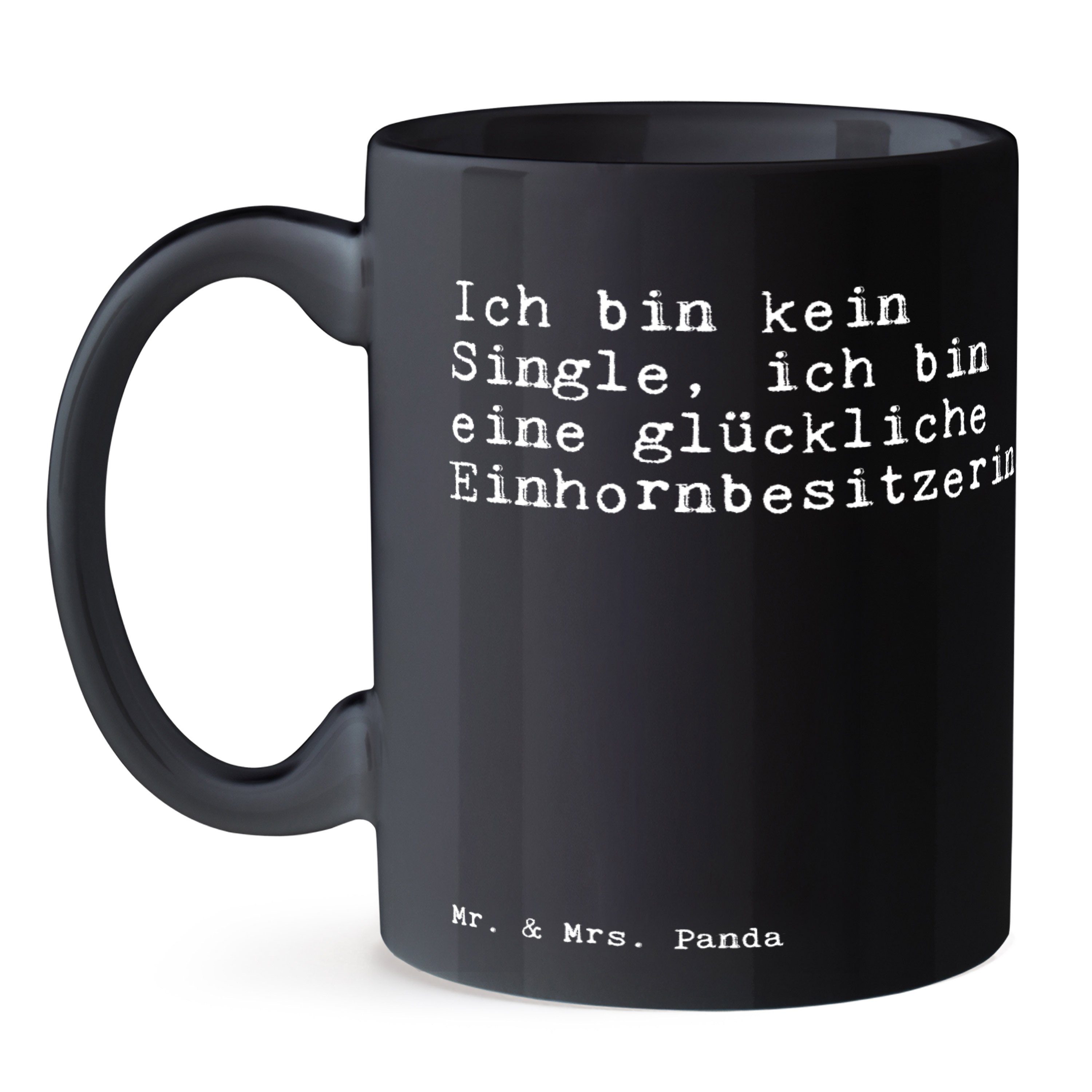 Geschenk, Mrs. Panda Keramik & Ich Mr. kein - bin Bec, - Tasse Spruch, Weisheiten, Schwarz Schwarz Single,...