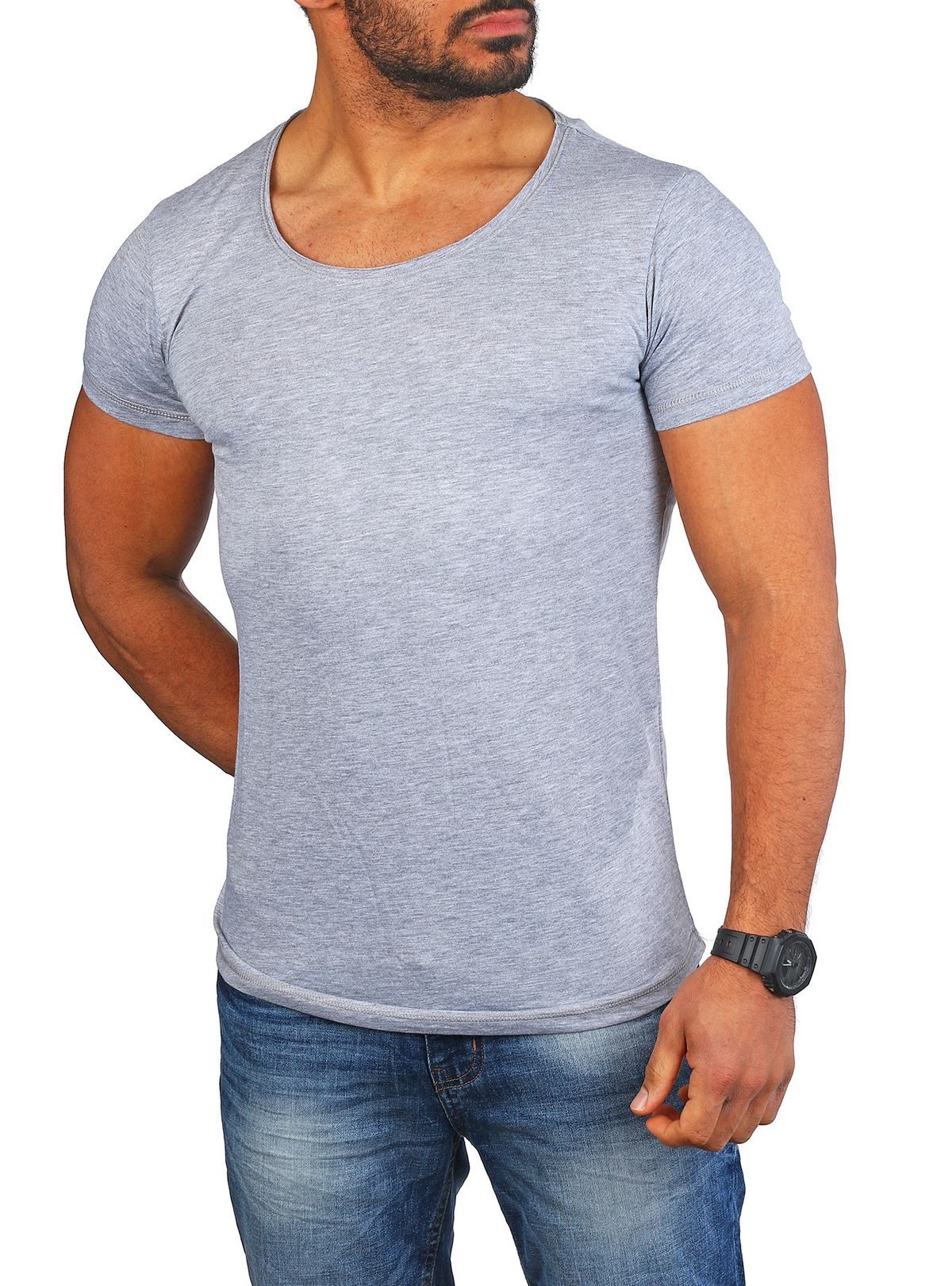 Young & Rich T-Shirt Herren Uni Basic rundhals Ausschnitt vintage Look Unte günstig online kaufen