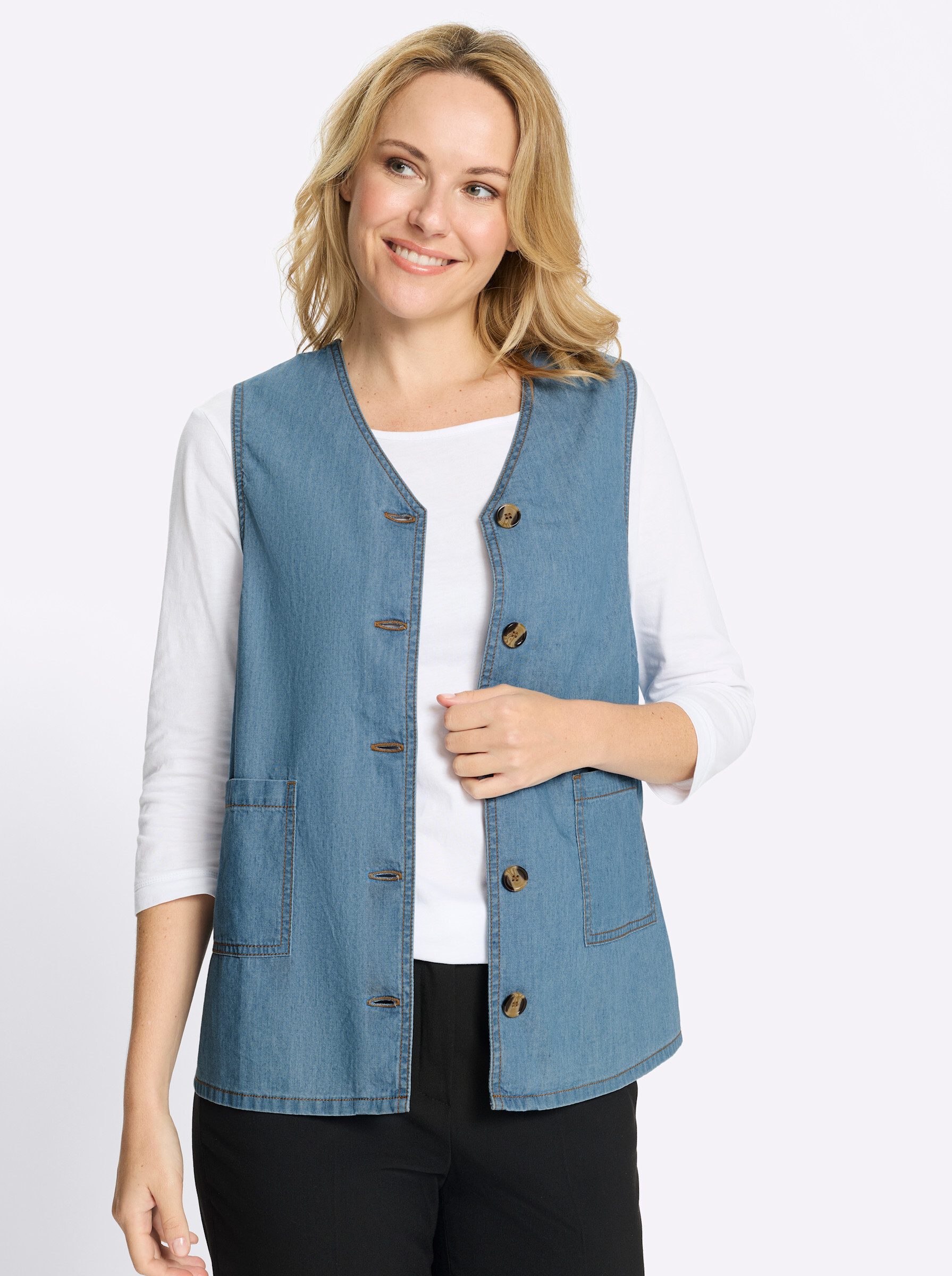 Sieh an! Jerseyweste Jeans-Weste