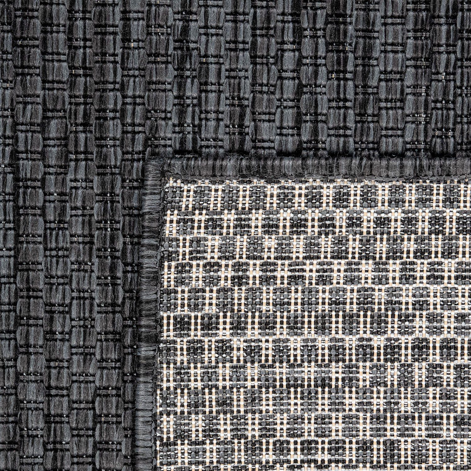 Teppich Venedig, Höhe: affaire, meliert, anthrazit Flachgewebe, rechteckig, UV-beständig, Outdoor geeignet Sisal-Optik, Home 4 mm