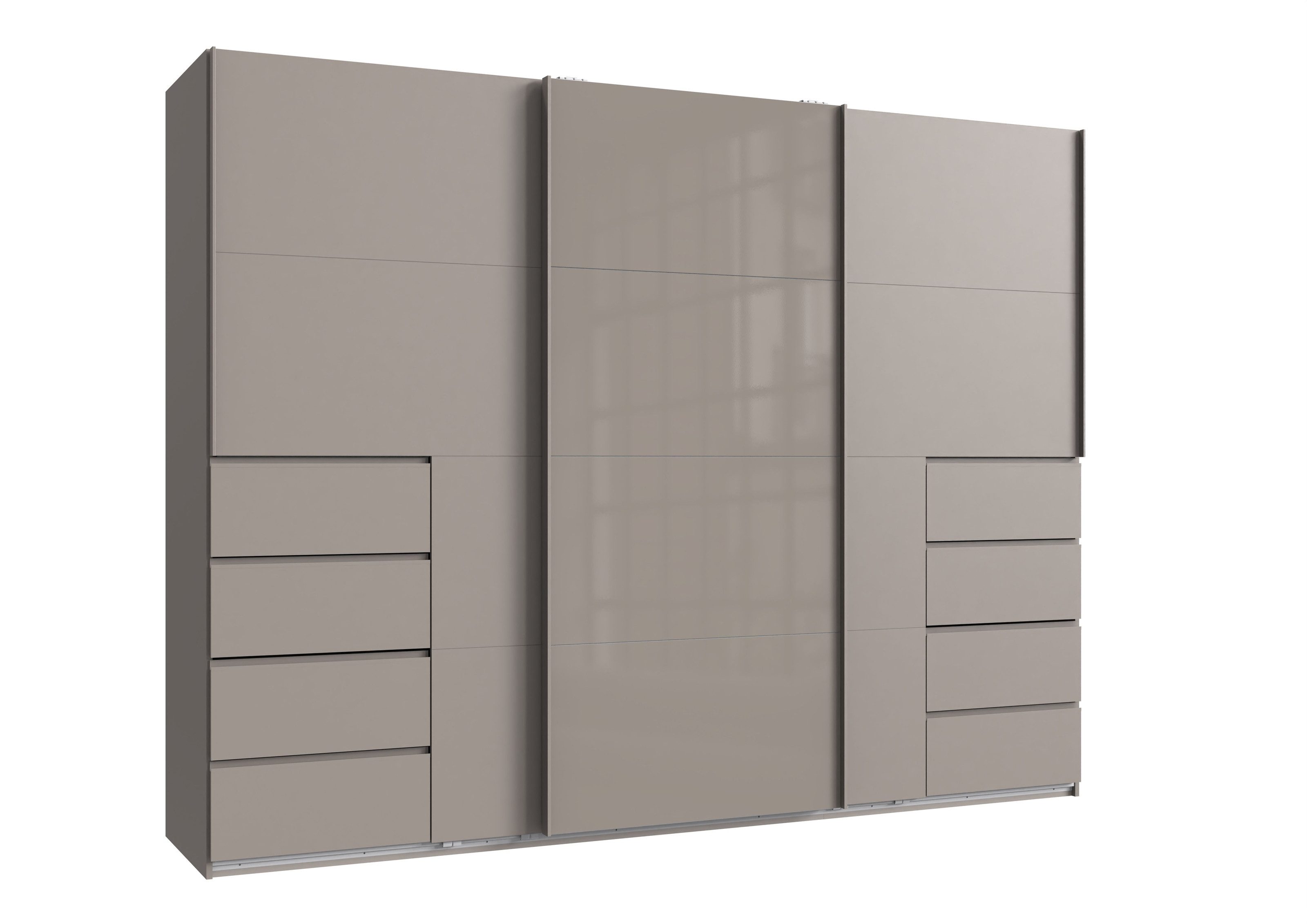 freiraum Schwebetürenschrank BALI in SAHARAGRAU + GLAS SAHARAGRAU - 270x208x64 (BxHxT)