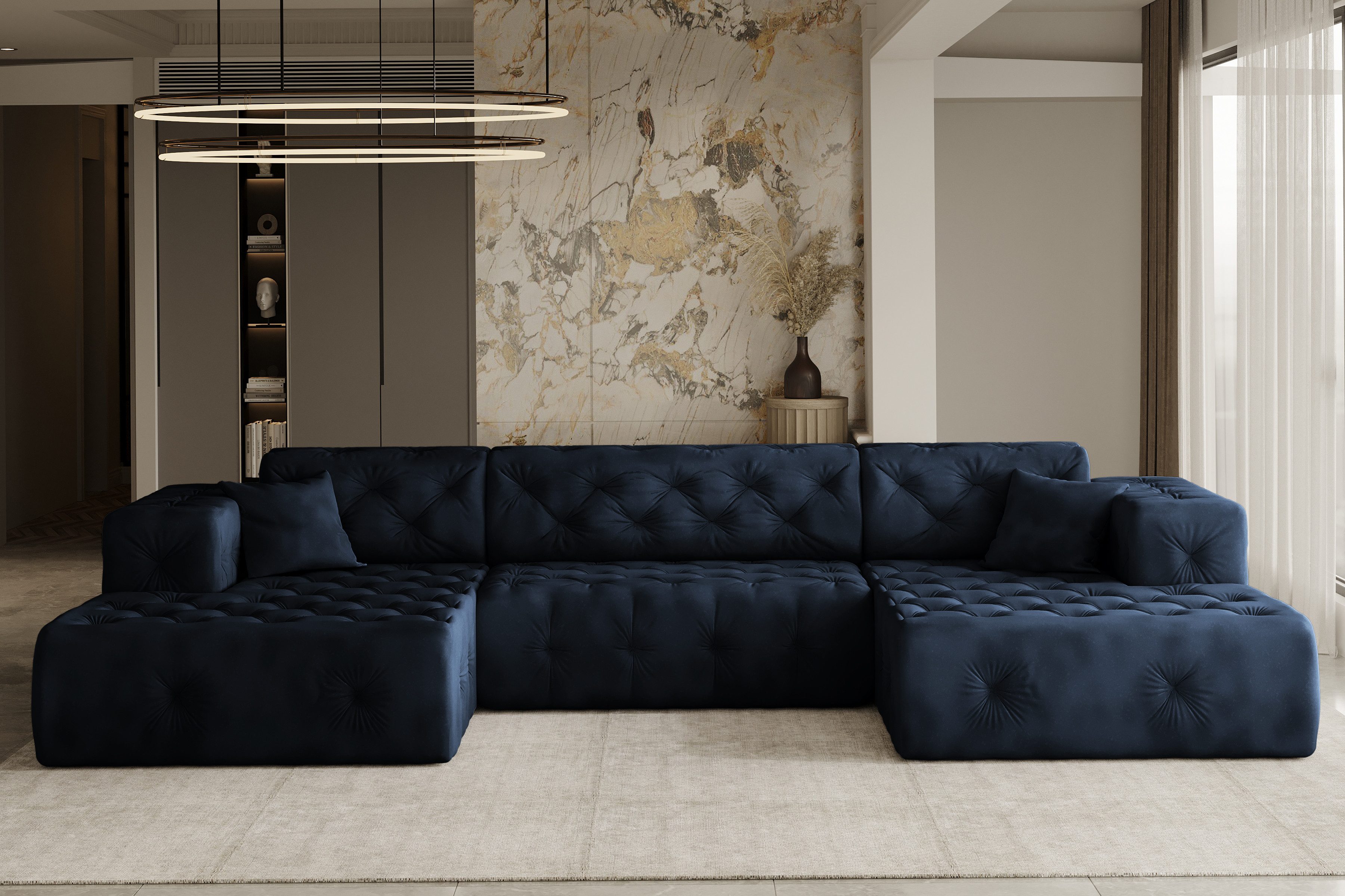 Kaiser Möbel Ecksofa LUX, stark gesteppte U-Form, weicher, eleganter Stoff Whisper, Große Auswahl an Farben für jede Einrichtung, modern und elegant