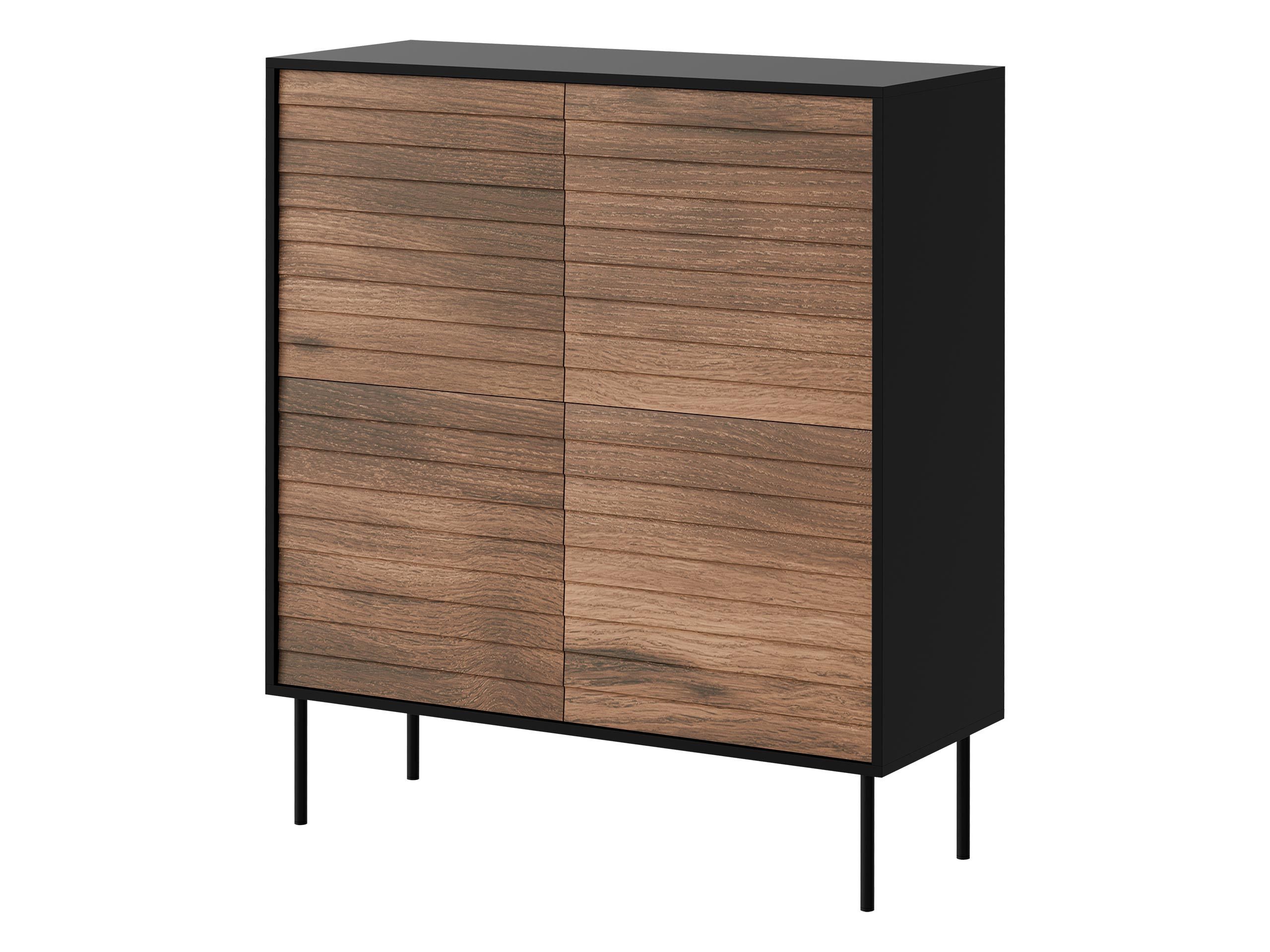 MIRJAN24 Kommode Cortina 100 4D (mit vier Drehtüren), Schwarze Stahlfüße, 102x40x118 cm