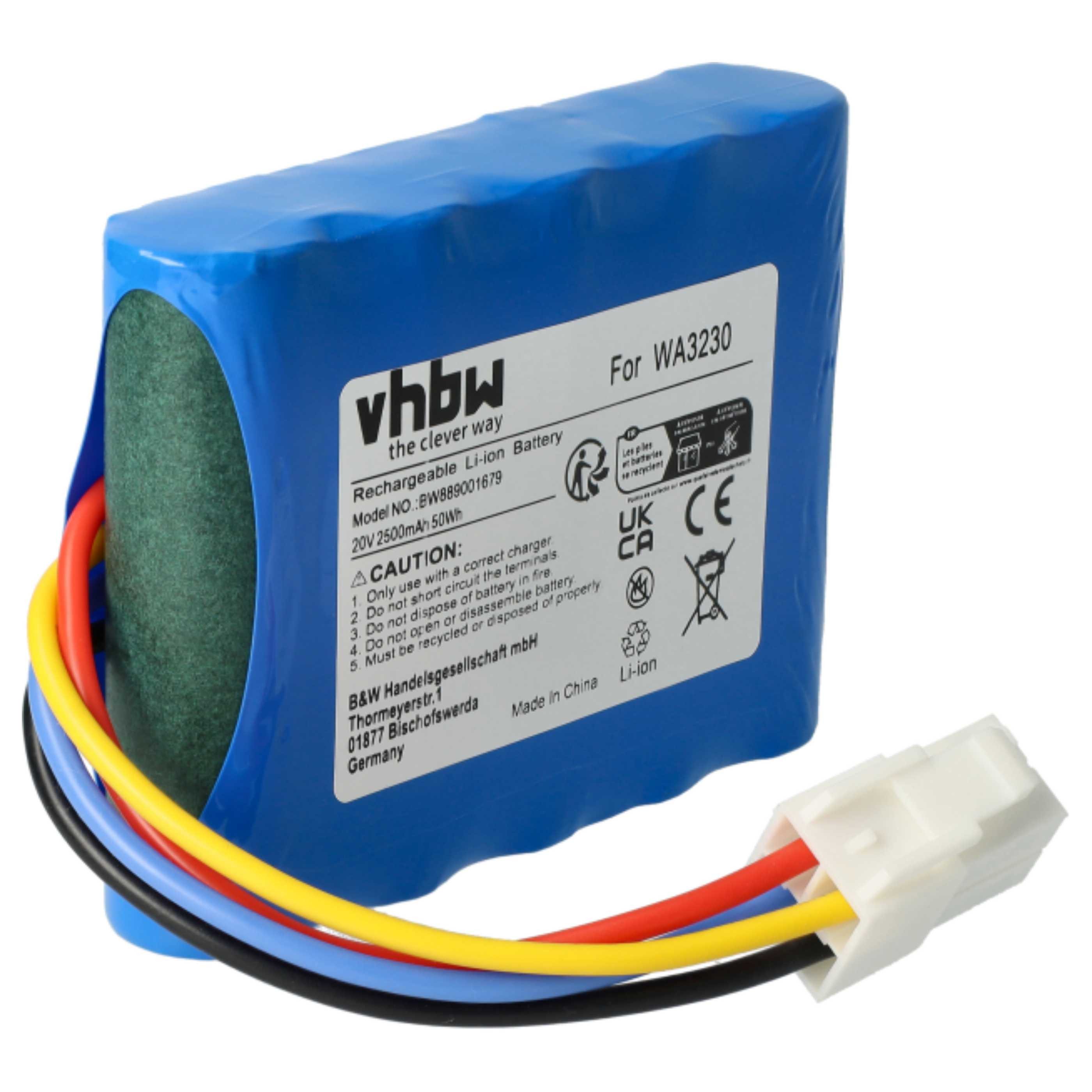 vhbw vhbw Akku Ersatz für Worx Landroid WA3230, 50032774, 50032492, WA3231 Akku Akku Li-Ion 2500 mAh (20 V, 1 St), Leistungsfähiger Austausch-Akku für Rasenmäher, Wiederaufladbar