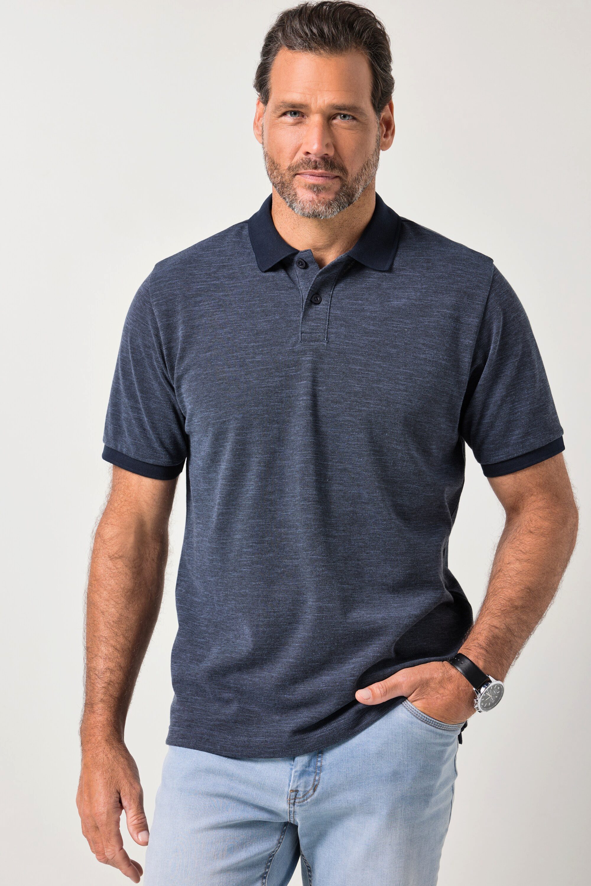 Poloshirt Poloshirt Halbarm Melange-Piqué