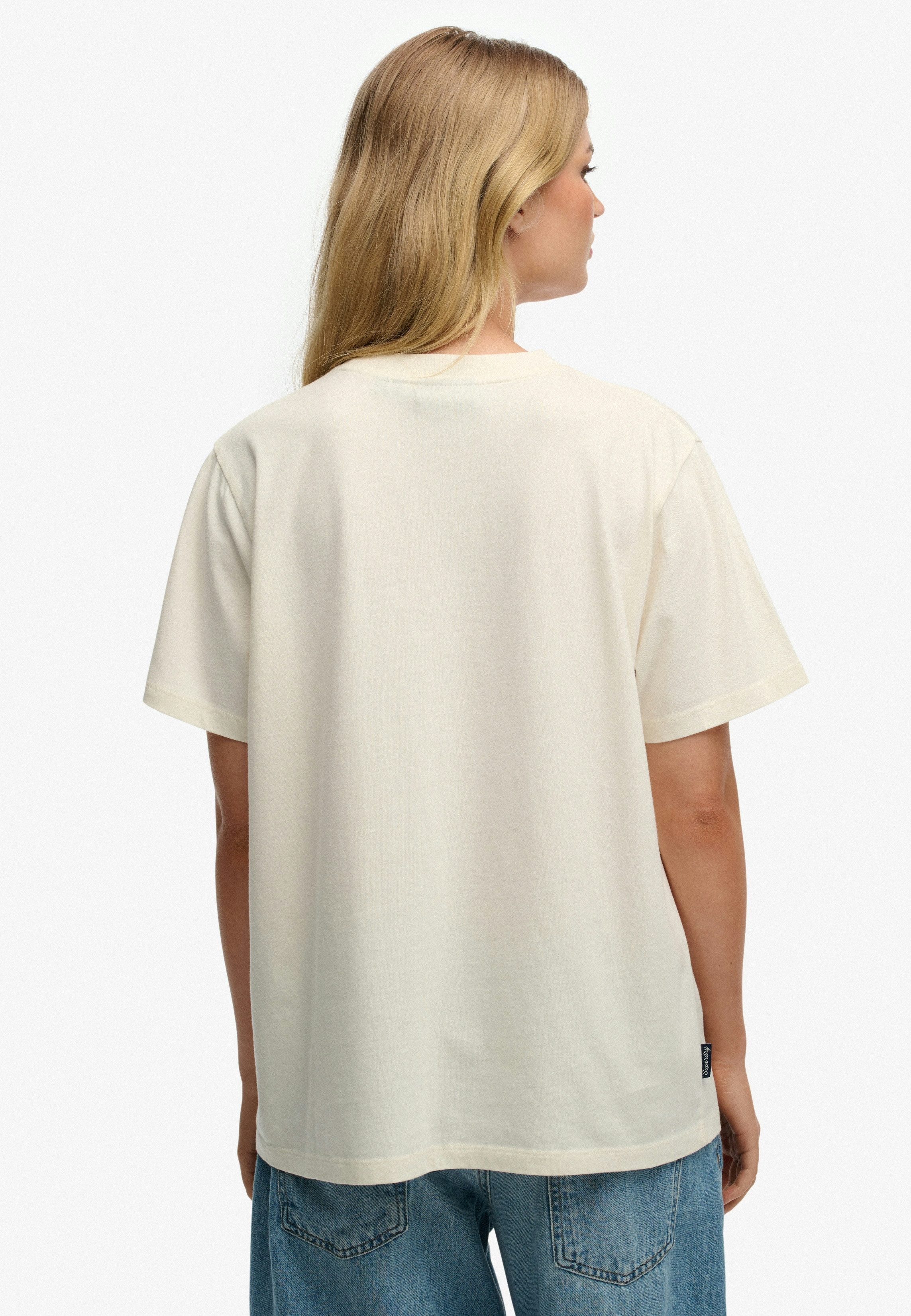 Superdry T-Shirt ESSENTIAL LOGO LOOSE TEE mit Rundhalsausschnitt, ohne Verschluss, Relaxed Fit, Kurzarm