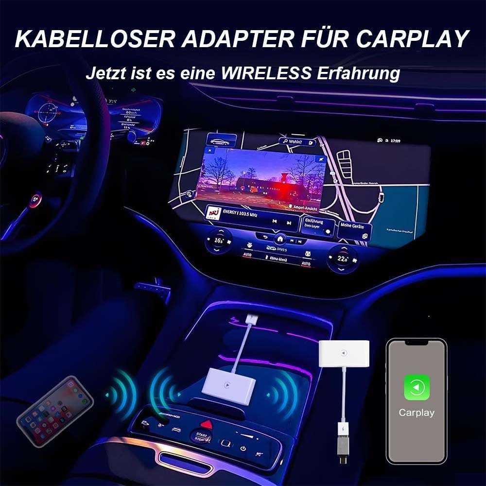 MOUTEN Drahtloser CarPlay-Adapter in kabelgebundenes Sie KFZ-Adapter, und Konvertieren CarPlay Autos iPhone Adapter für einen kabellosen