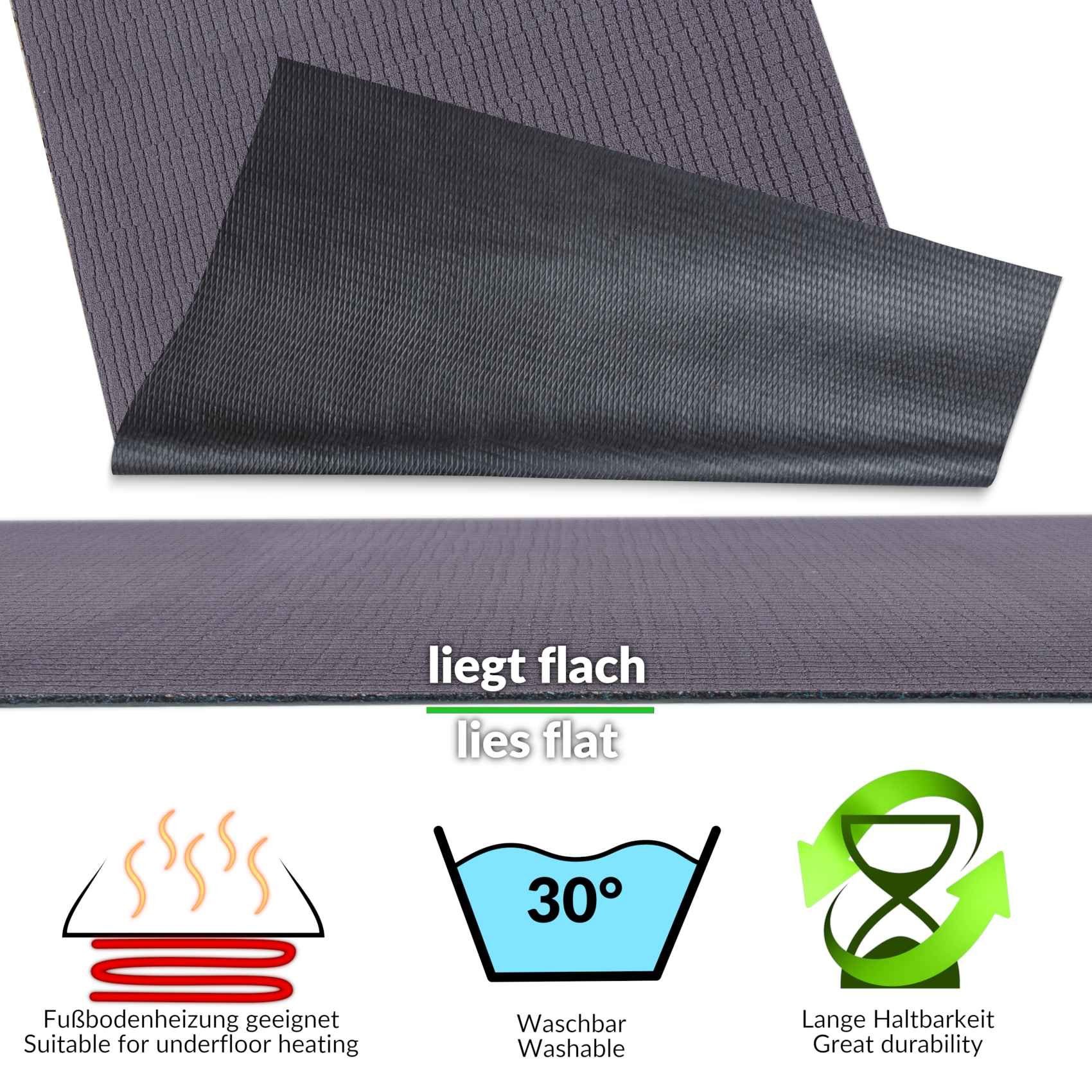 Küchenläufer Flurläufer WILSON Premium Teppichläufer Textil, Rechteckig, 3 mm, ANRO, Velour Höhe