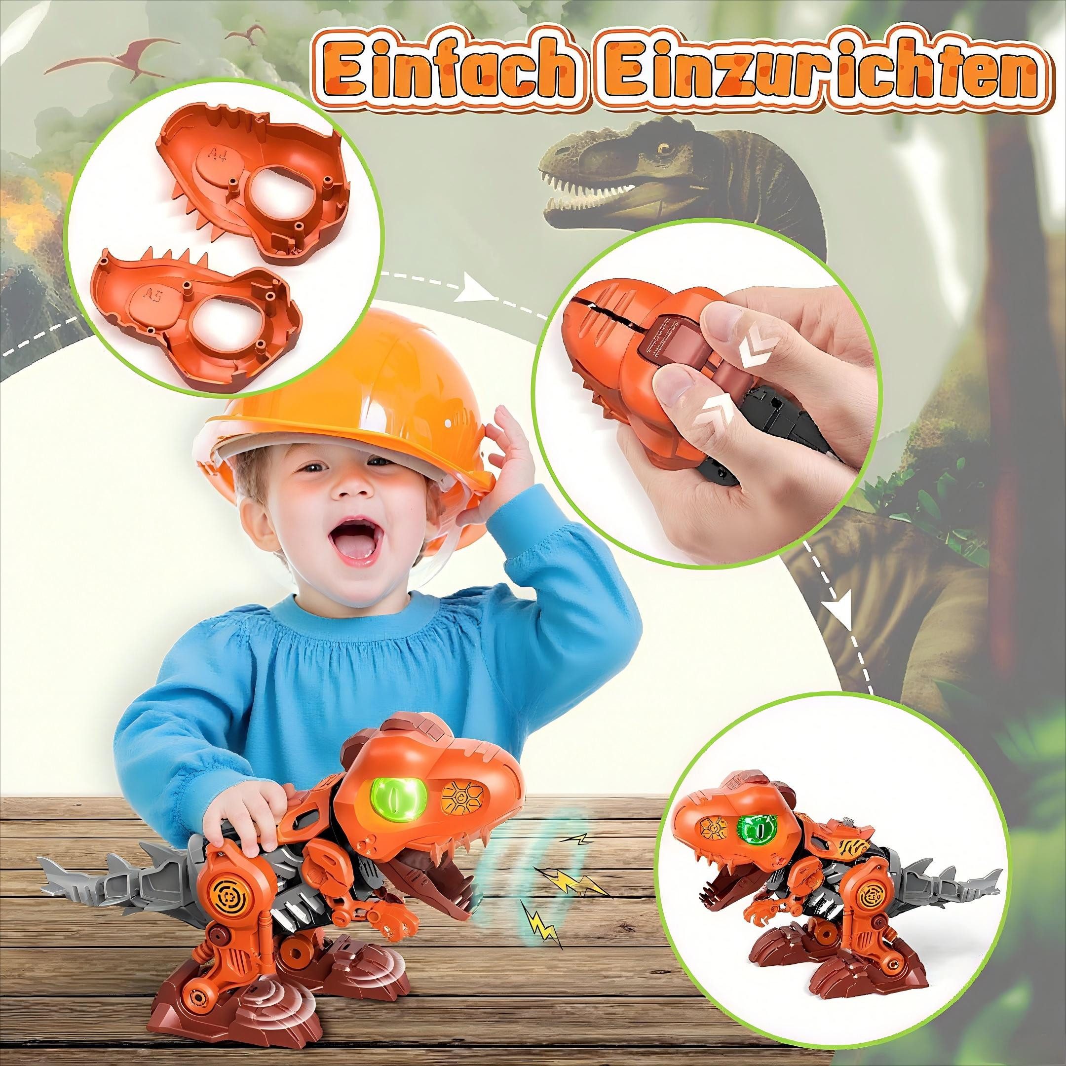 POPOLIC Spielfigur Groß Dinosaurier Spielzeug, Take Apart Dinosaur Toys, (Elektrisch Dinosaurier Montage Spielzeug DIY Dinosaurier Figuren Mit Schraubendreher Dino Spielzeug, 1-tlg), ab 3 4-12Jahren Geschenke für Kinder