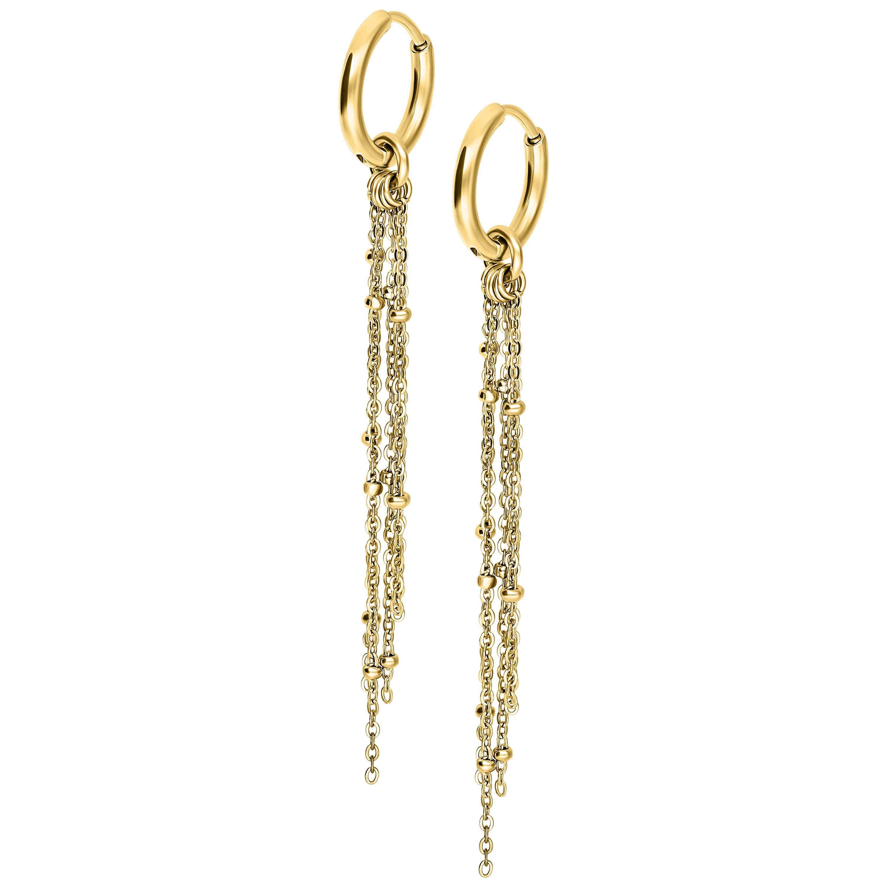 Wildcat Paar Ohrhänger Little Satellite Chain Hoops (pair) - Gold, Chirurgenstahl 316L - wasserfest, langlebig, hautverträglich