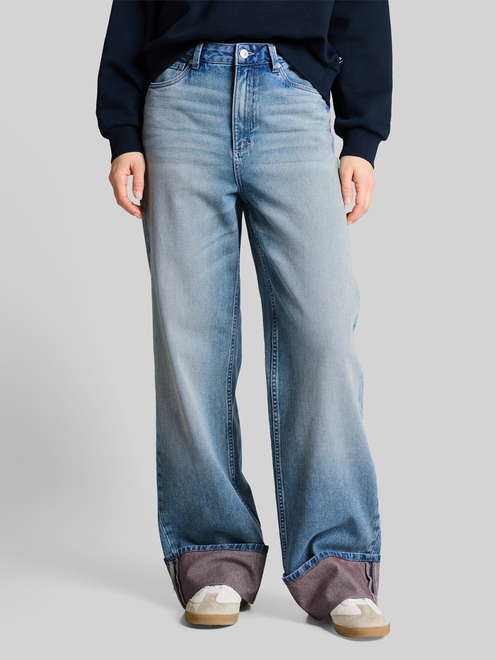 TOM TAILOR Denim Weite Jeans Jeanshosen TTLINOU WIDE Jeans mit Turn-Up