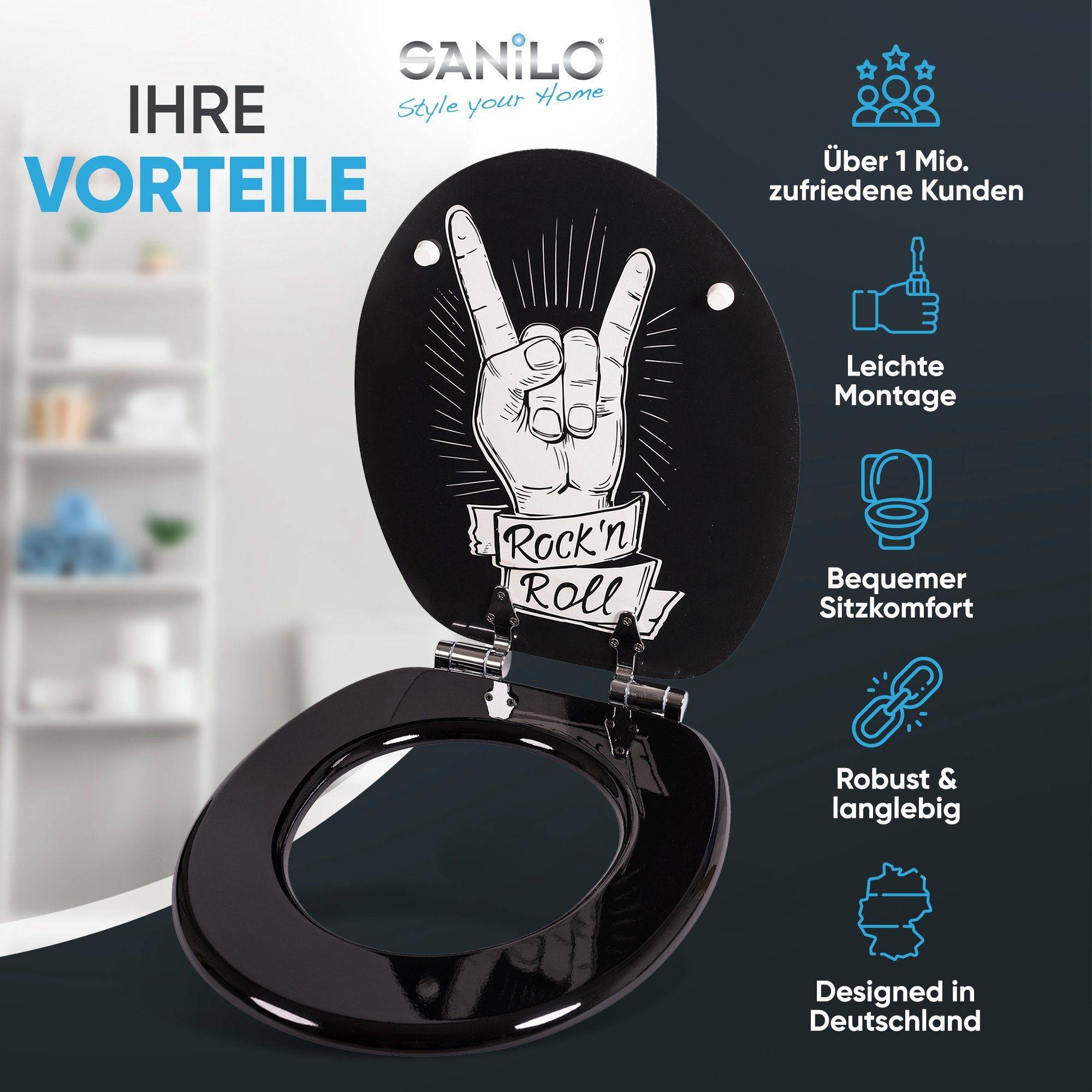 Sanilo WC-Sitz Rock n Roll, mit Absenkautomatik, hochwertig & modern, unive günstig online kaufen