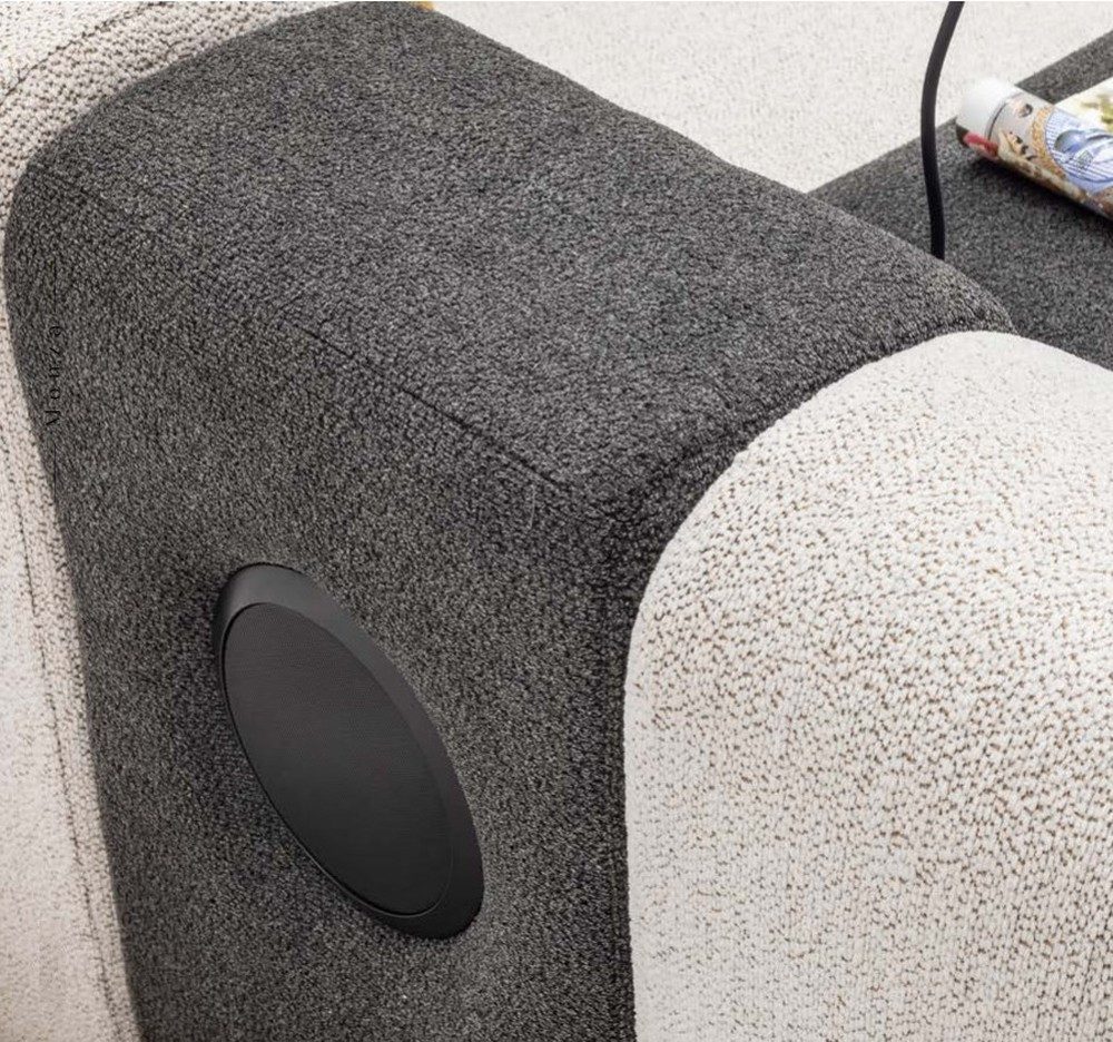 JVmoebel Ecksofa Beige Polstersofa mit Beistelltisch und integrierter Lampe, 2 Teile, Made in Europa