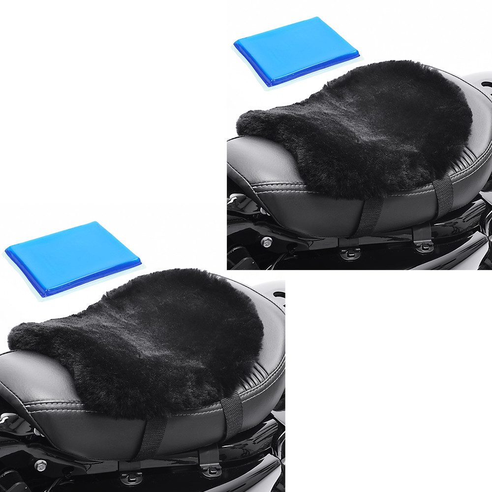 Tourtecs Sitzbank 2x Lammfell Sitzkissen mit Gelpad Motorrad LG14 Gelkissen 32 x 27 cm
