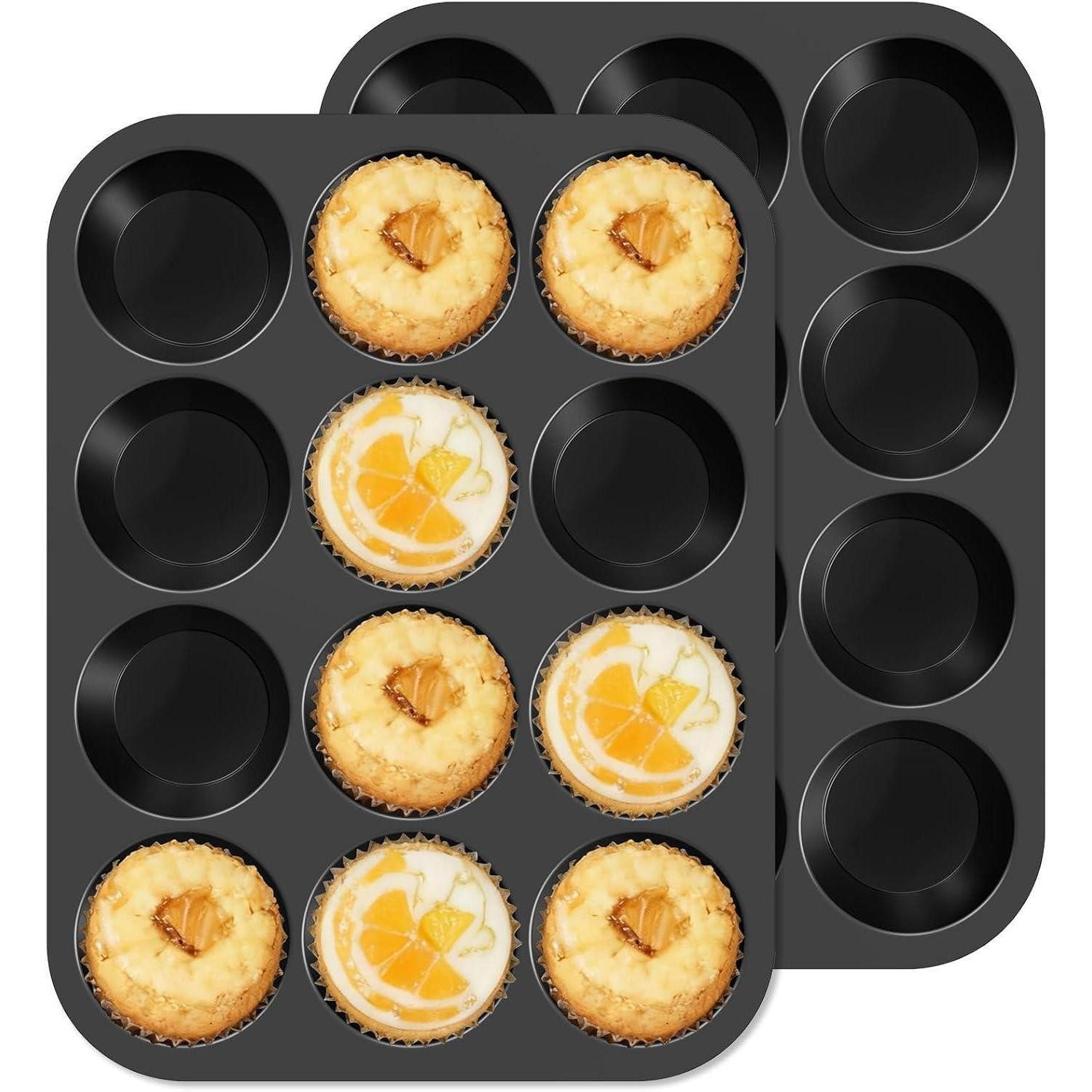 LuxusKollektion Muffinform Muffinblech Silikon Metallrahmen 2x12er Schwarz, (2-tlg)