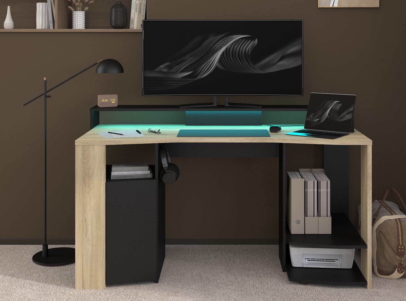 Parisot Schreibtisch Meta (Gaming Computertisch, 152 x 62 cm), inklusive LED Beleuchtung mit Fernbedienung
