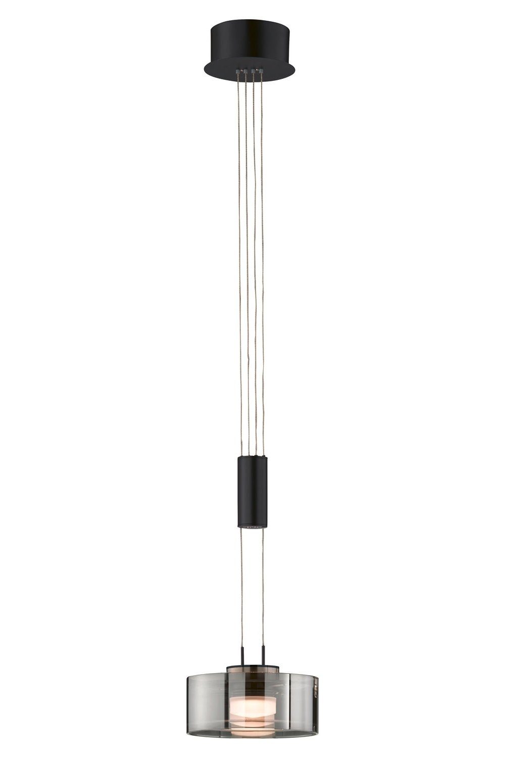 FISCHER & HONSEL LED Pendelleuchte LAVIN, 1-flammig, Schwarz, Metall, Ø 19 x H 160 cm, Dimmfunktion, LED fest integriert, Warmweiß