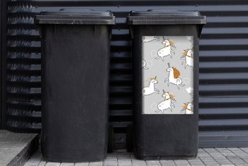 MuchoWow Wandsticker Design - Einhorn - Flieder (1 St), Mülleimer-aufkleber, Mülltonne, Sticker, Container, Abfalbehälter
