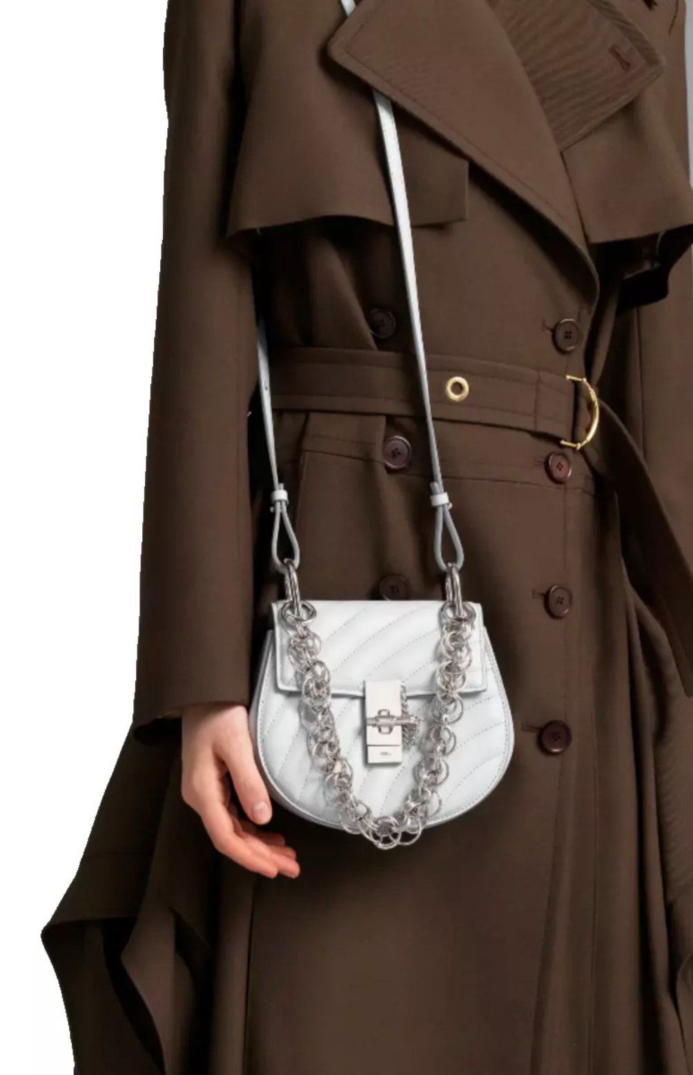Chloé Umhängetasche Drew Bijou Crossbody Tasche Handtasche Schultertasche, Kettenhenkel, Schulterriemen, Markanter Pin- und Klappverschluss