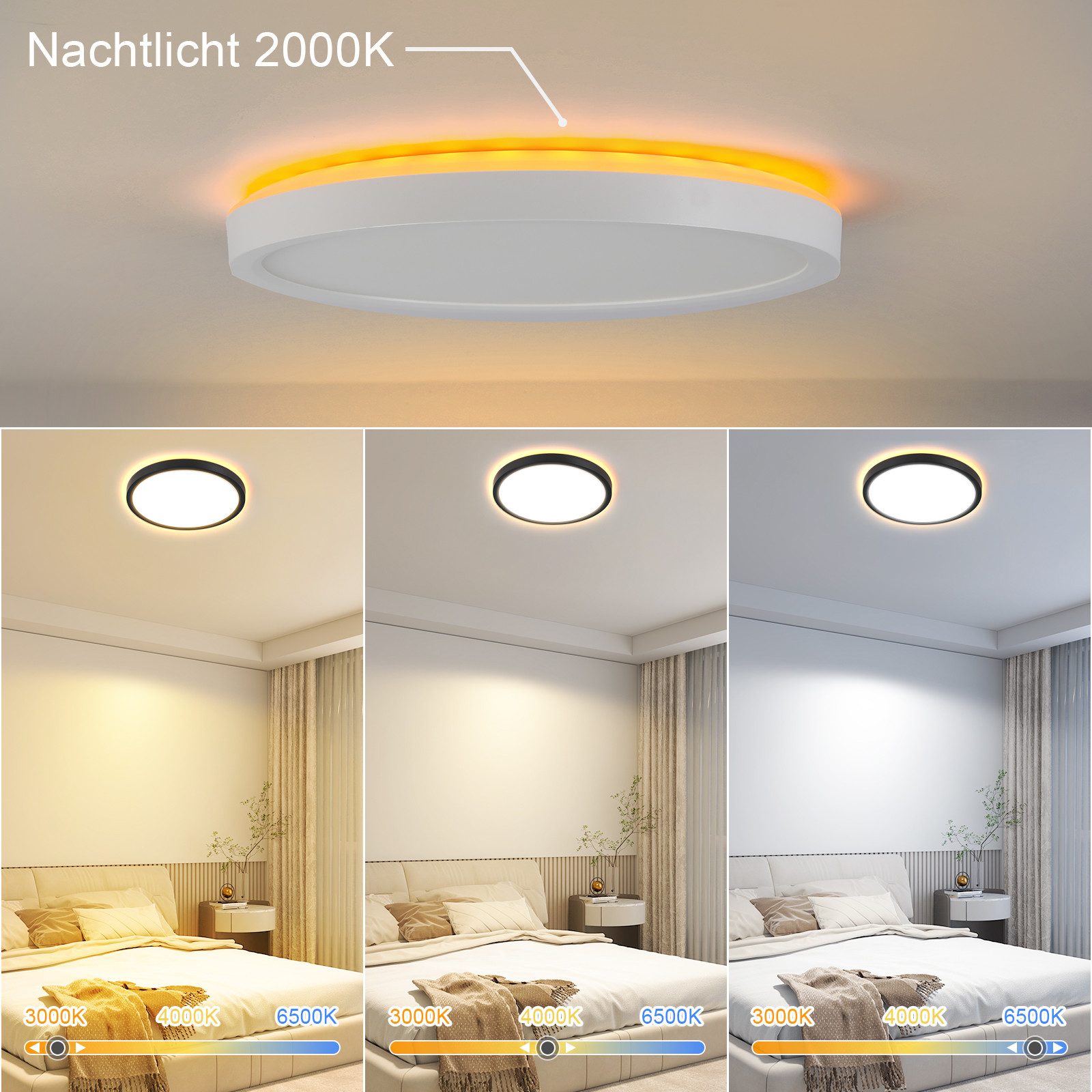 Nettlife LED Deckenleuchte Flach Schwarz 22CM günstig online kaufen