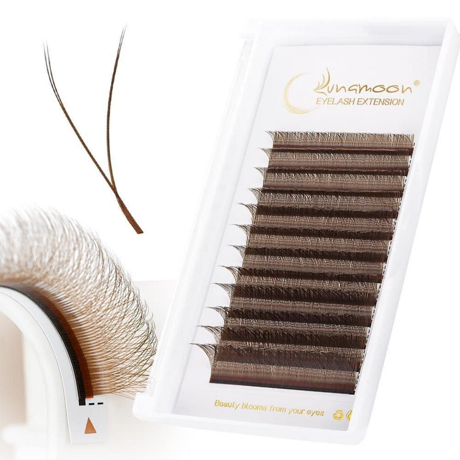 LuxusKollektion Einzelwimpern Wimpernverlängerung Braun YY 2D 12mm