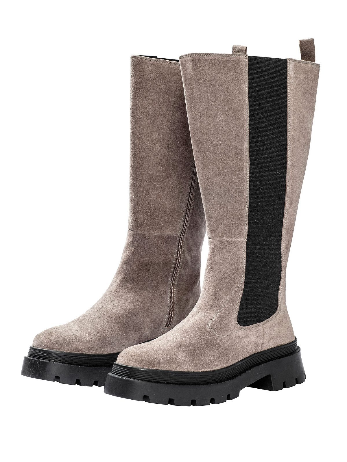 Sheego Große Größen Weitschaftstiefel aus Echtleder, mit Stretcheinsatz