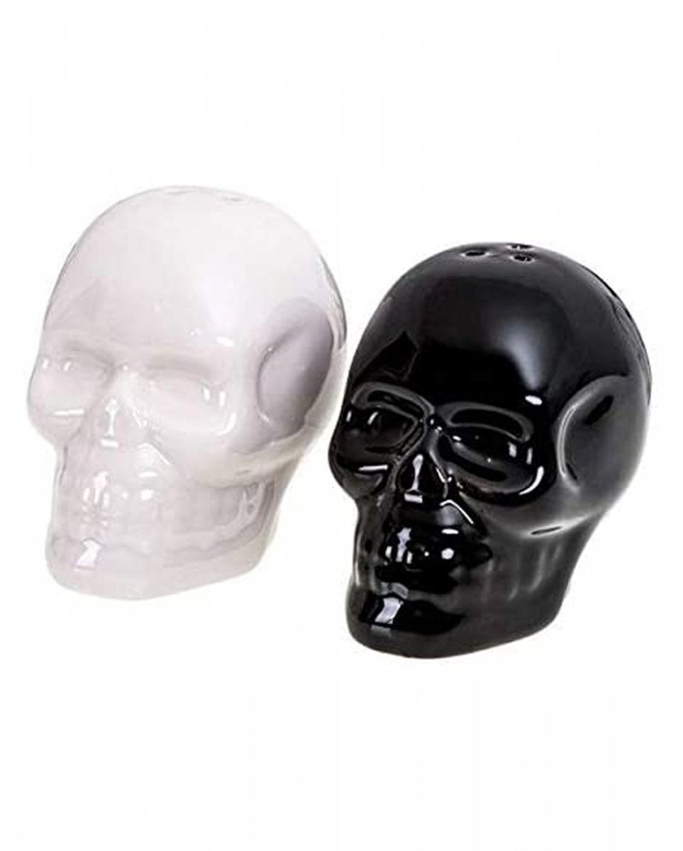 Dekofigur Schwarz-Weiß Totenkopf Salz und Pfefferstreuer