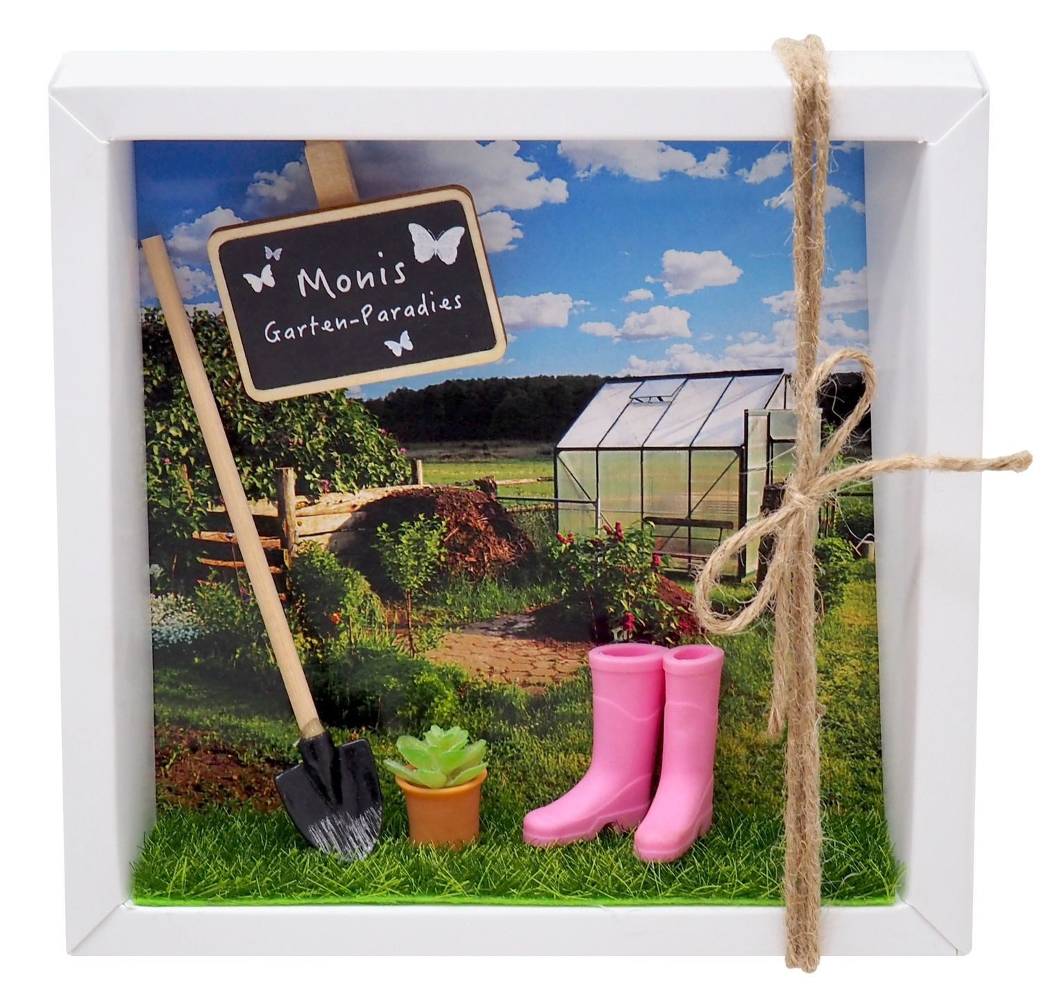 Geschenkbox Geldgeschenk Garten MIT NAME Gutschein Gewächshaus Blumen Geschenk