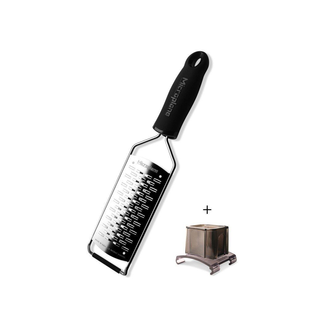 Schneide Microplane Küchenreibe, mittelgroße Gourmet + Fingerschutz Küchenreiben-Set: