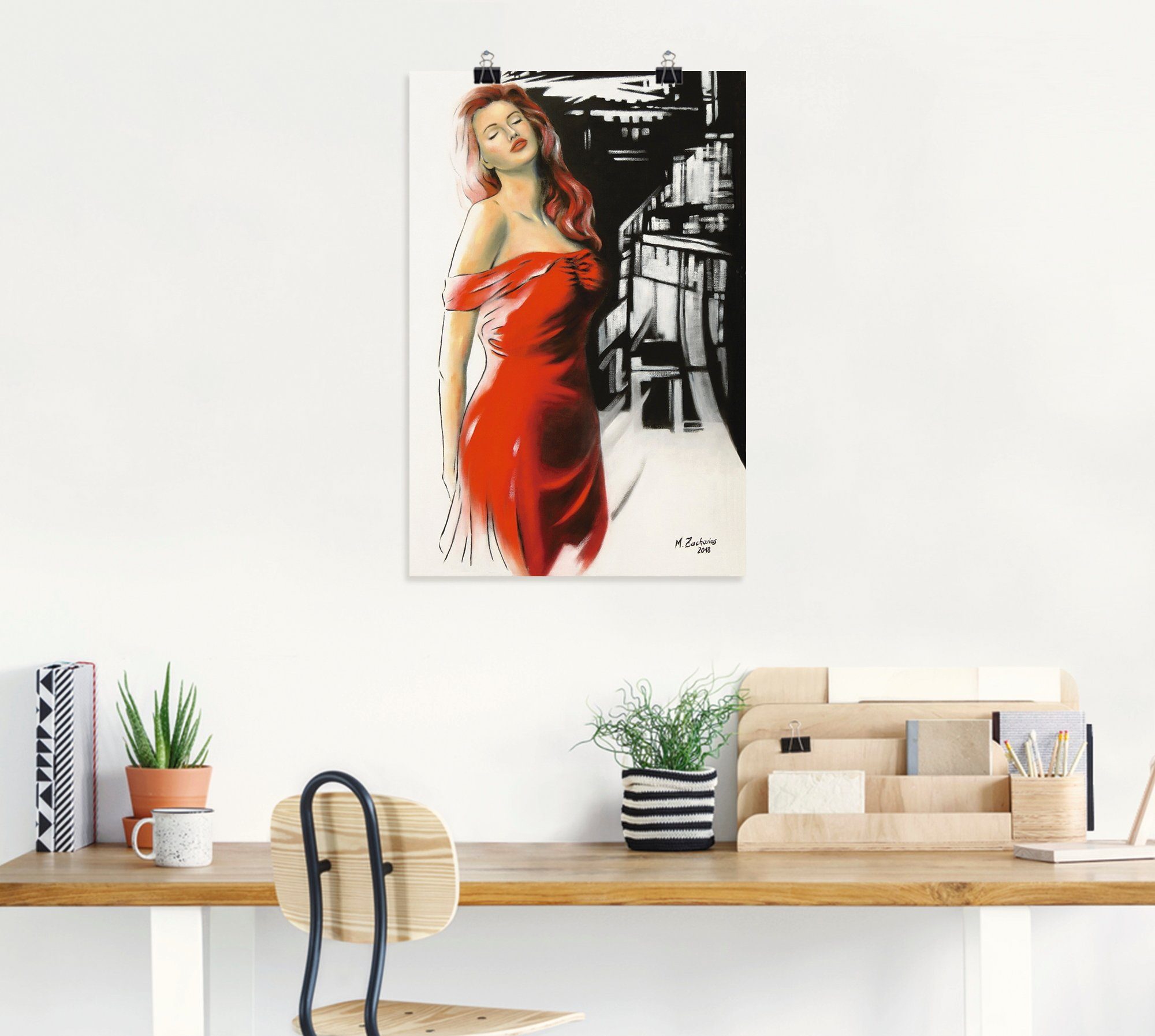 Artland Poster Schönheit im roten Kleid, Frau (1 St), ohne Rahmen