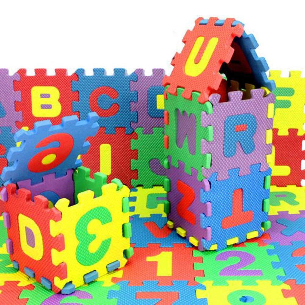 CLTYQ Puzzlematte Kinder Puzzlematten 36-teilig, Buchstaben & Zahlen, 12 x 12 x 1cm, Spielteppich Krabbelmatte Kinderteppich Puzzle Lernteppich