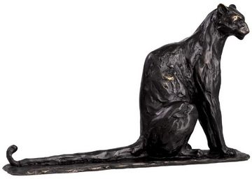 Casa Padrino Dekofigur Casa Padrino Luxus Deko Skulptur Panther 37 x 10 x H. 24 cm - Bronze Deko Skulptur - Bronze Deko Figur - Schreibtisch Deko - Wohnzimmer Deko - Luxus Qualität
