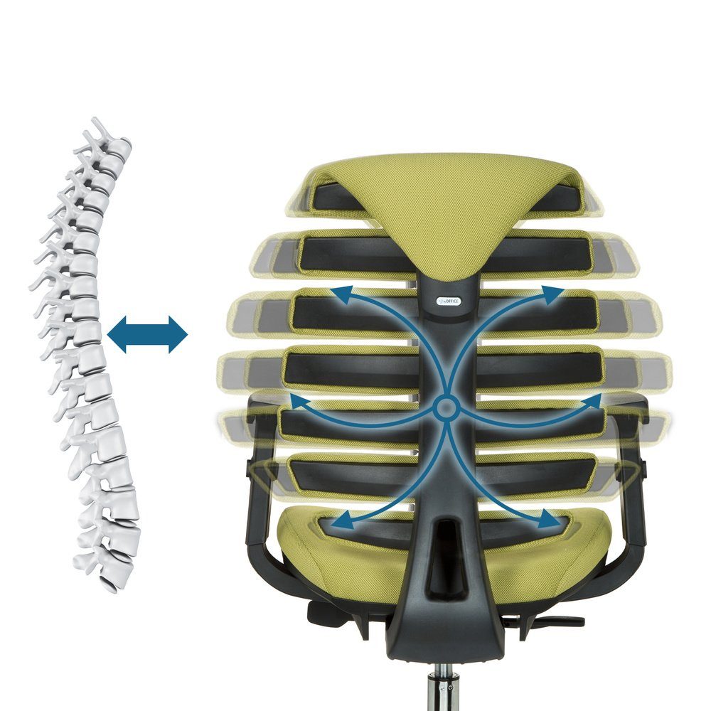 St), Grün Schreibtischstuhl ergonomisch ERGO hjh Bürostuhl Stoff II OFFICE LINE (1 Armlehnen Profi mit Drehstuhl