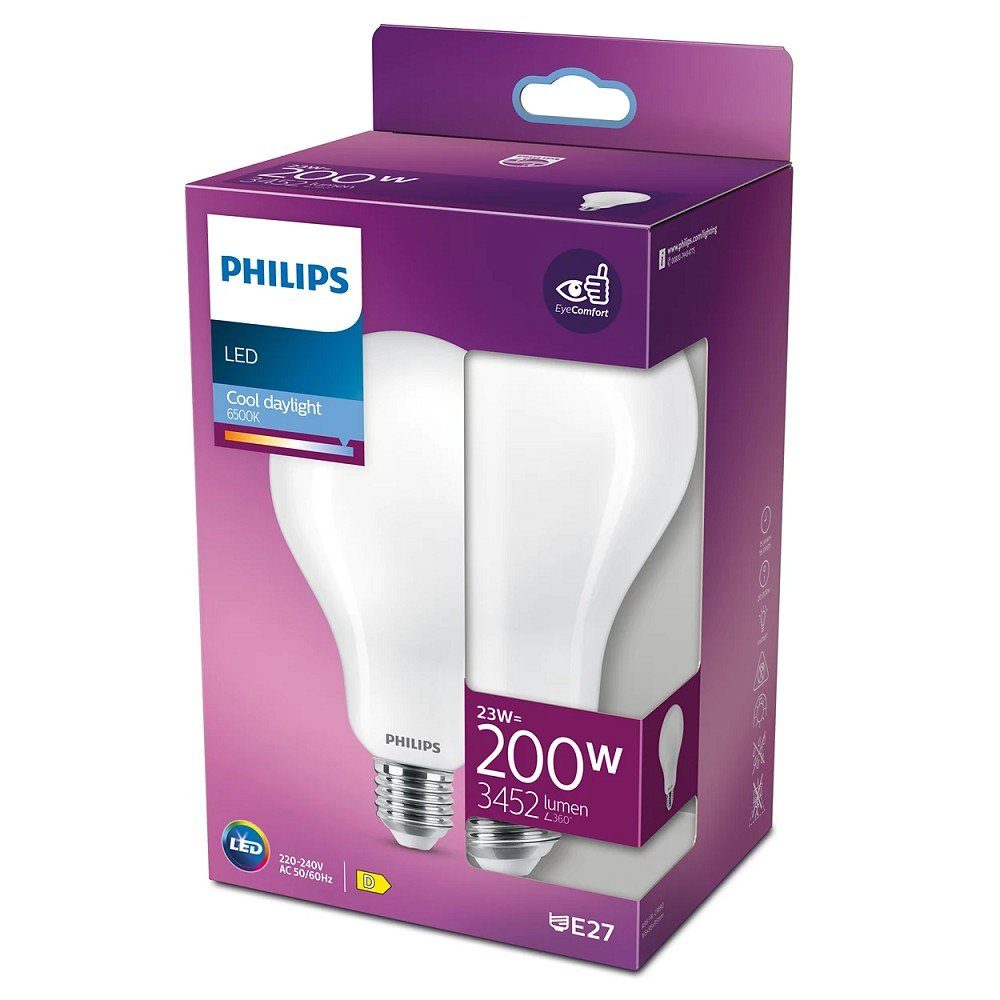 LED-Leuchtmittel E27, Philips Extrem Glühbirne in Mattweiß, E27 Tageslichtweiß helle LED