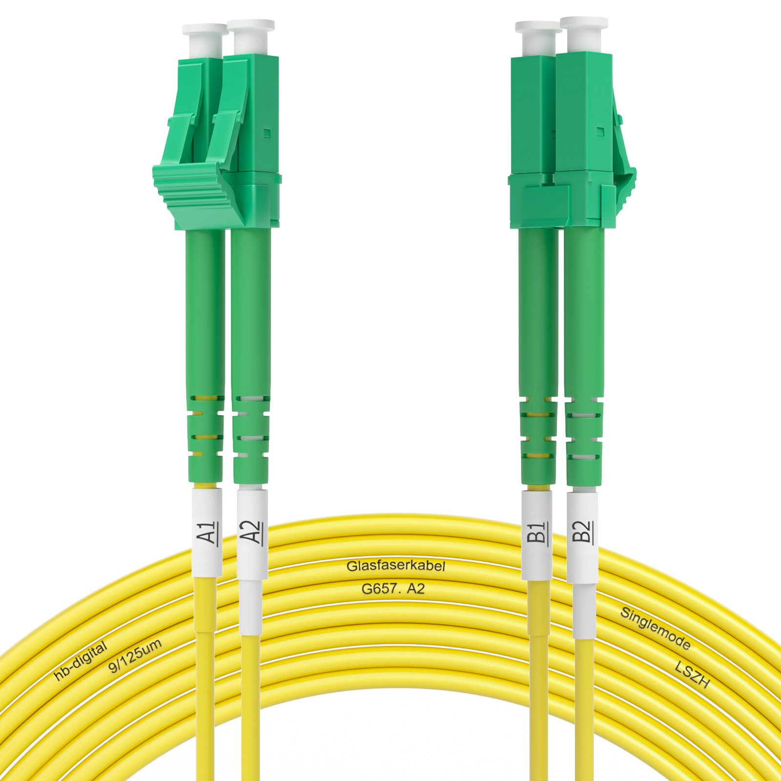 HB-DIGITAL Glasfaserkabel Netzwerkkabel 20m Duplex LC/APC-LC/APC Glasfaserkabel, (2000 cm), LSZH-Mantel - halogenfrei & flammwidrig