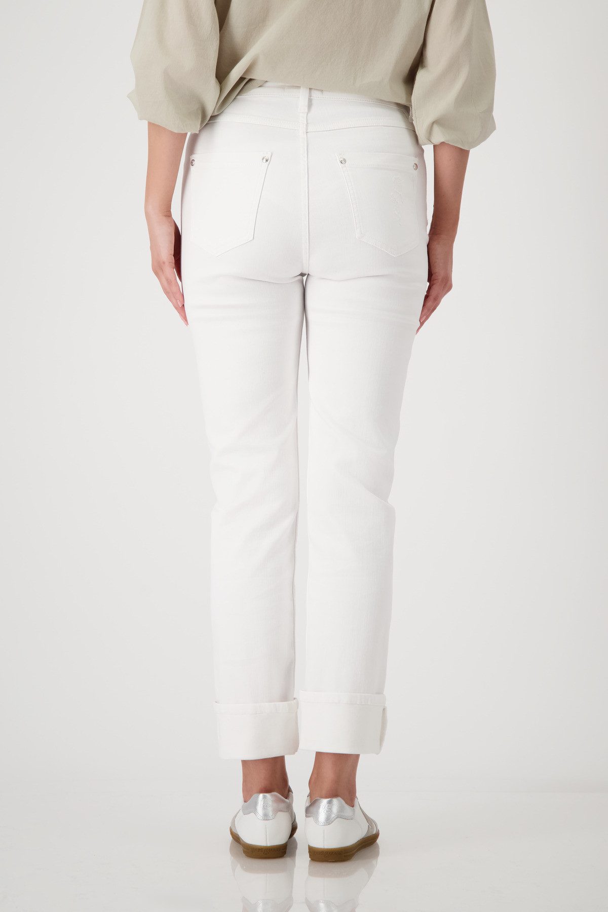 Monari Straight-Jeans mit Glitzersteinchen und Destroyed-Effekten