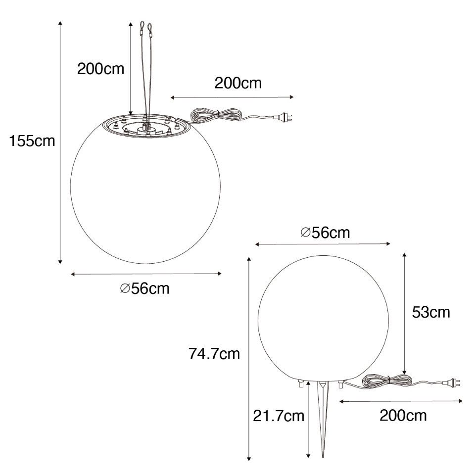 Qazqa Außen-Stehlampe Nura, Dimmbar, LED wechselbar, Extra-Warmweiß, QAZQA Außen Boden­leuchte, e27, Weiß, Kunststoff, Modern