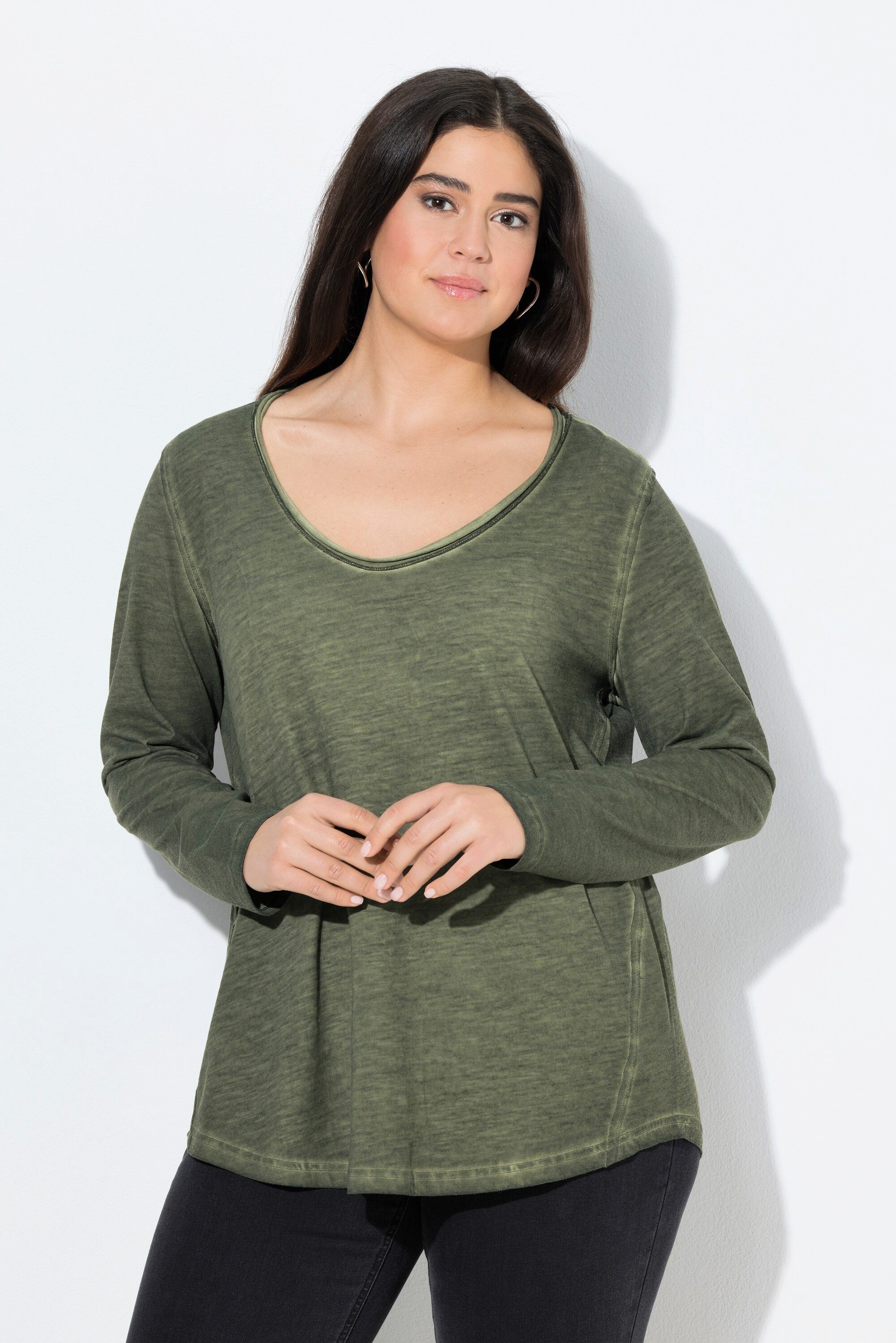 Ulla Popken Longsleeve Shirt Rollkanten Classic günstig online kaufen