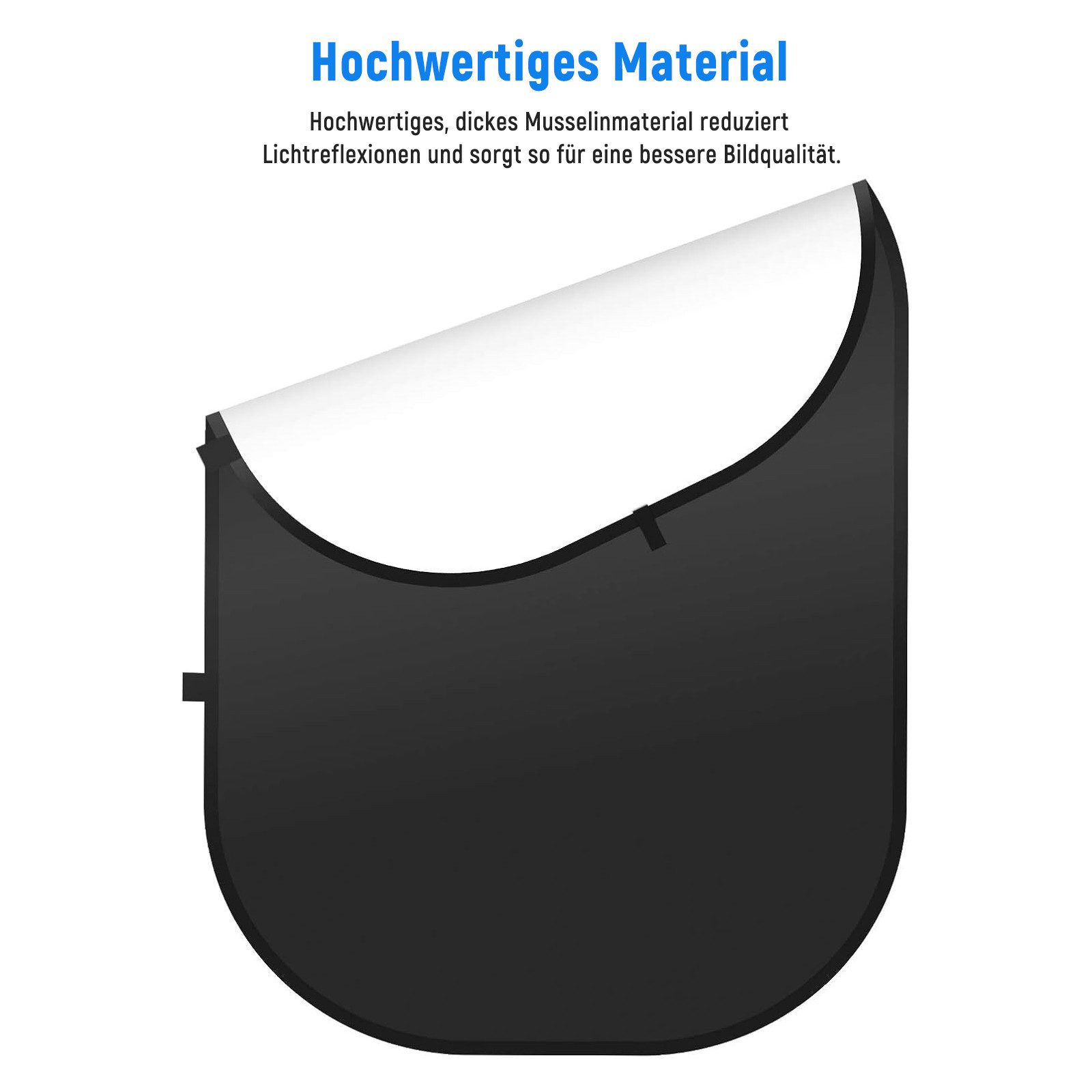 Neewer Hintergrundtuch CBD-0507 1.5x2m Chromakey Hintergrund, doppelseitiger, schwarz und weiß, Faltbarer und umkehrbarer Hintergrund für Fotografie – Bild 2 von 5