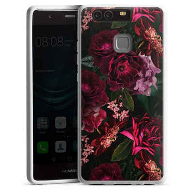 DeinDesign Handyhülle »Rose Blumen Blume Dark Red and Pink Flowers«, Huawei P9 Silikon Hülle Bumper Case Handy Schutzhülle Smartphone Cover