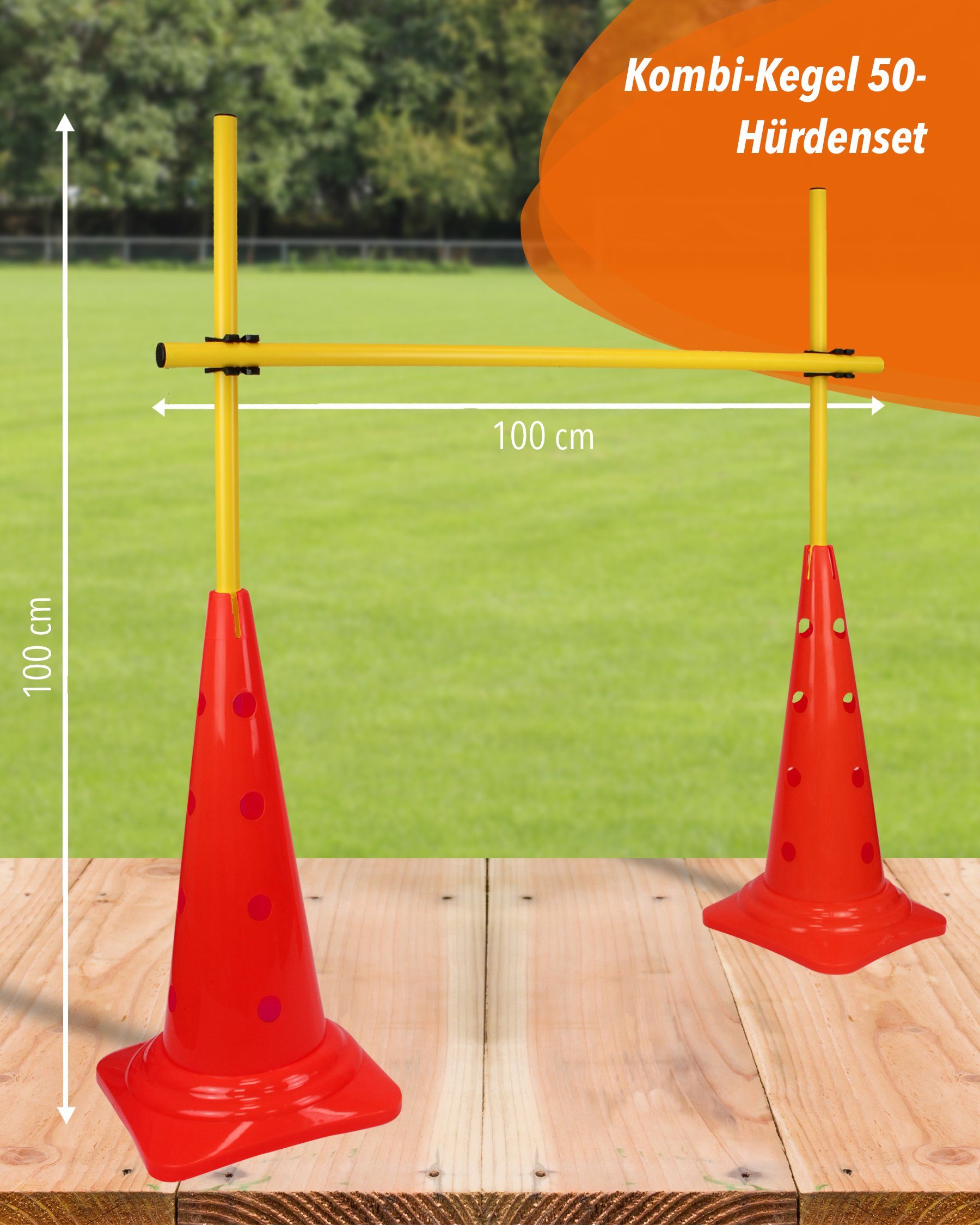 SPORTIKEL24 Hürde Kegel 50 Hürdenset mit Stangen 100 cm Farbe Blau