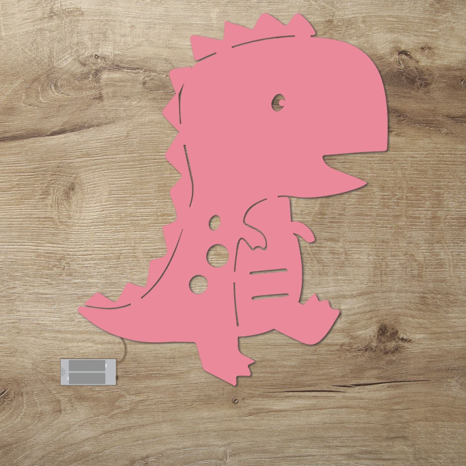 Namofactur LED Dekolicht LED Dino Kinder Baby Nachtlicht Wand Deko, Ohne Zugschalter/Stern, LED fest integriert, Warmweiß Rosa