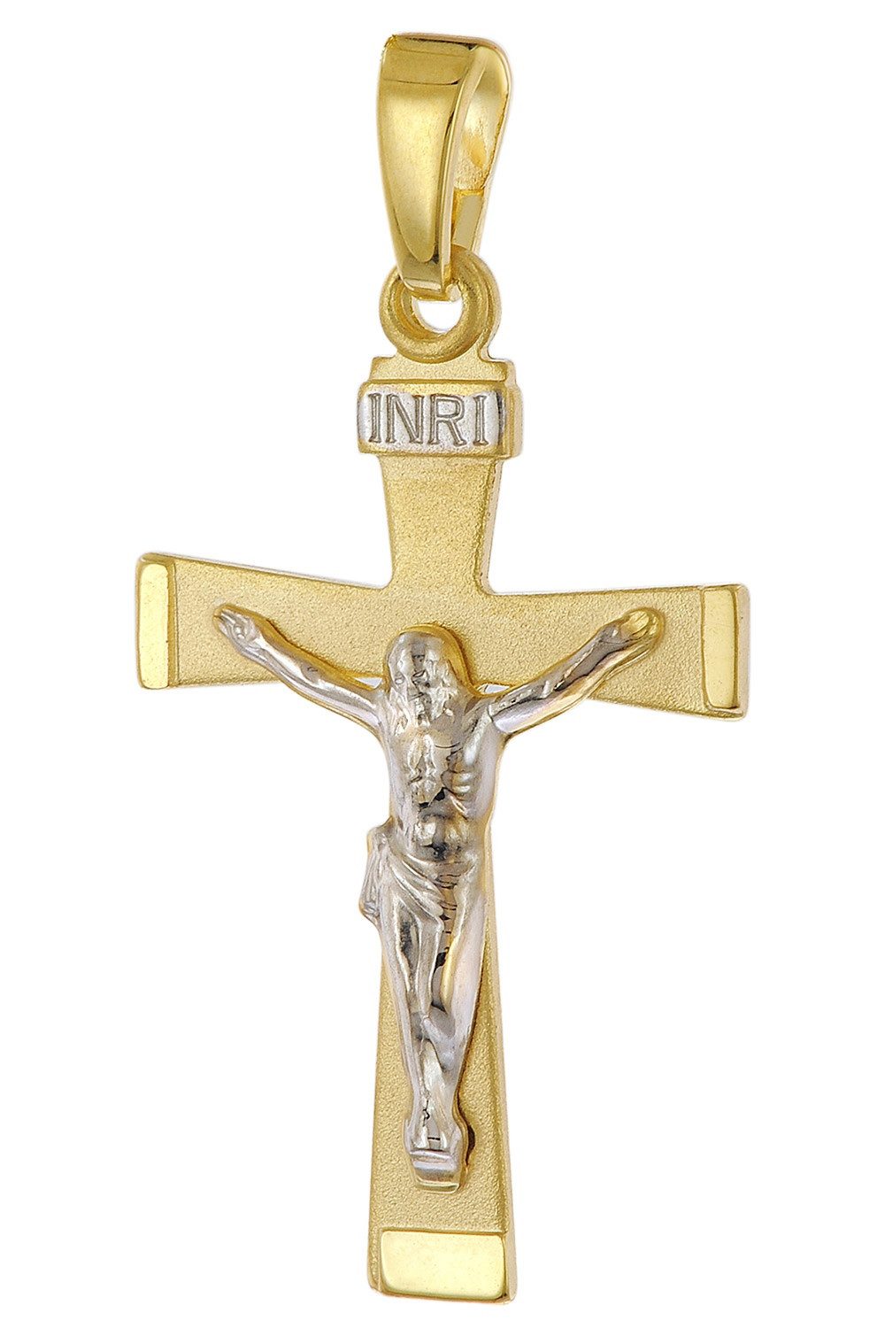trendor Panzerkette Kruzifix-Anhänger 22 mm mit Kette 925 Silber vergoldet günstig online kaufen
