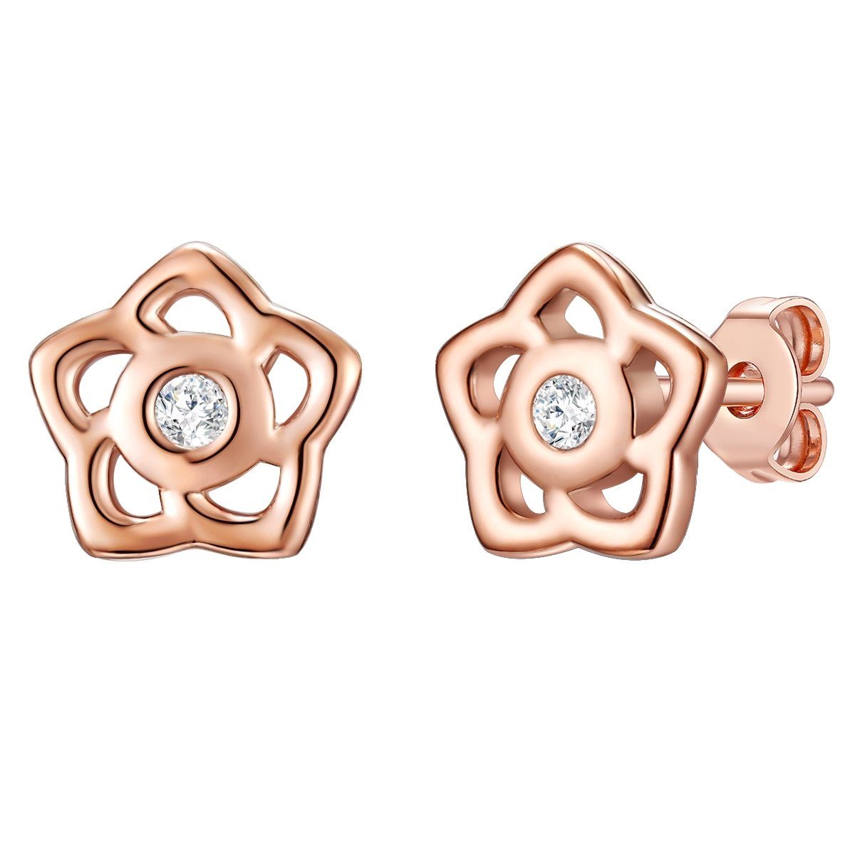 Rafaela Donata Paar Ohrstecker Blume silber/roségold, aus Sterling Silber