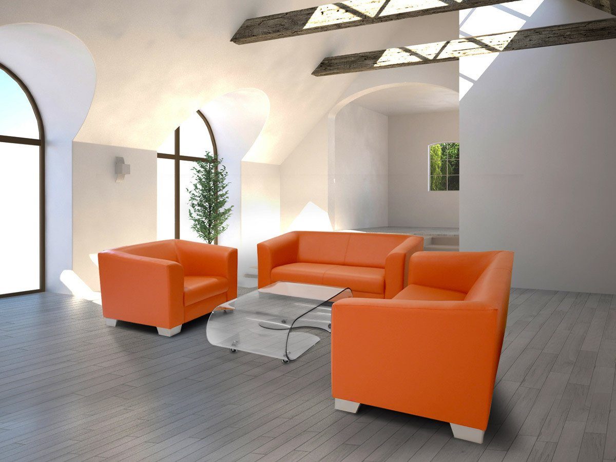 Sofa Polsterecke Moebel-Eins 3-Sitzer CHICAGO orange