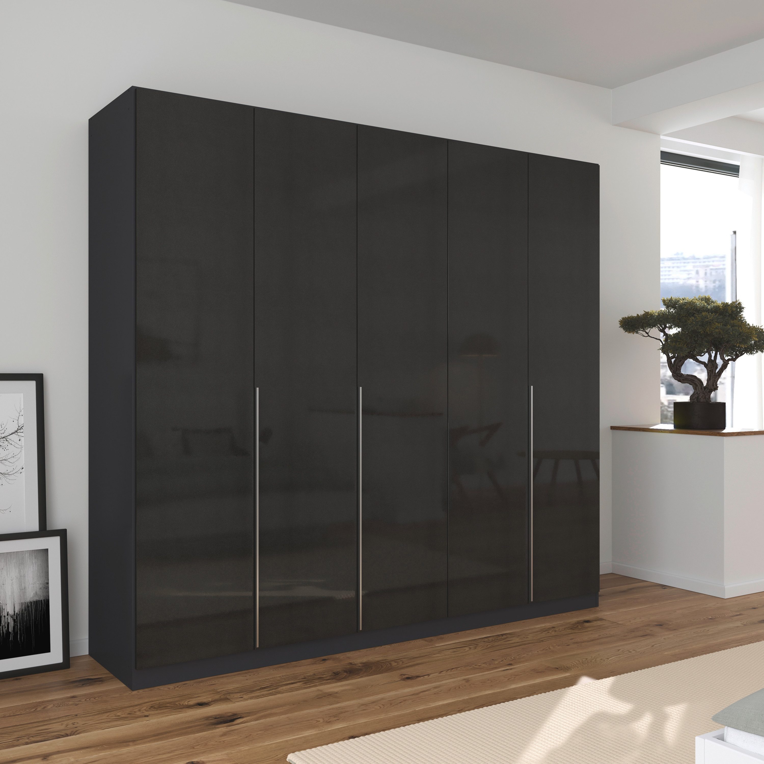 OTTO home Drehtürenschrank Kleiderschrank Schrank Garderobe AGORDO Schlafzimmer (in zwei Griff-Farben, Breiten 91-405 cm, Dekor- oder Hochglanzfront) durchdachte Innenausstattung, in 8 Breiten und 2 Höhen MADE IN GERMANY