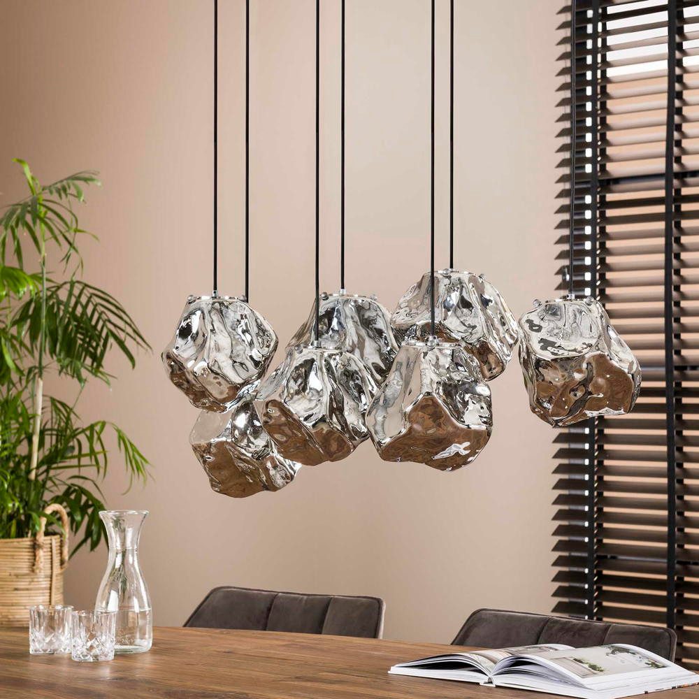 famlights Pendelleuchte famlights, Pendelleuchte Jakub in Transparent und Chrom E27 7-flammig