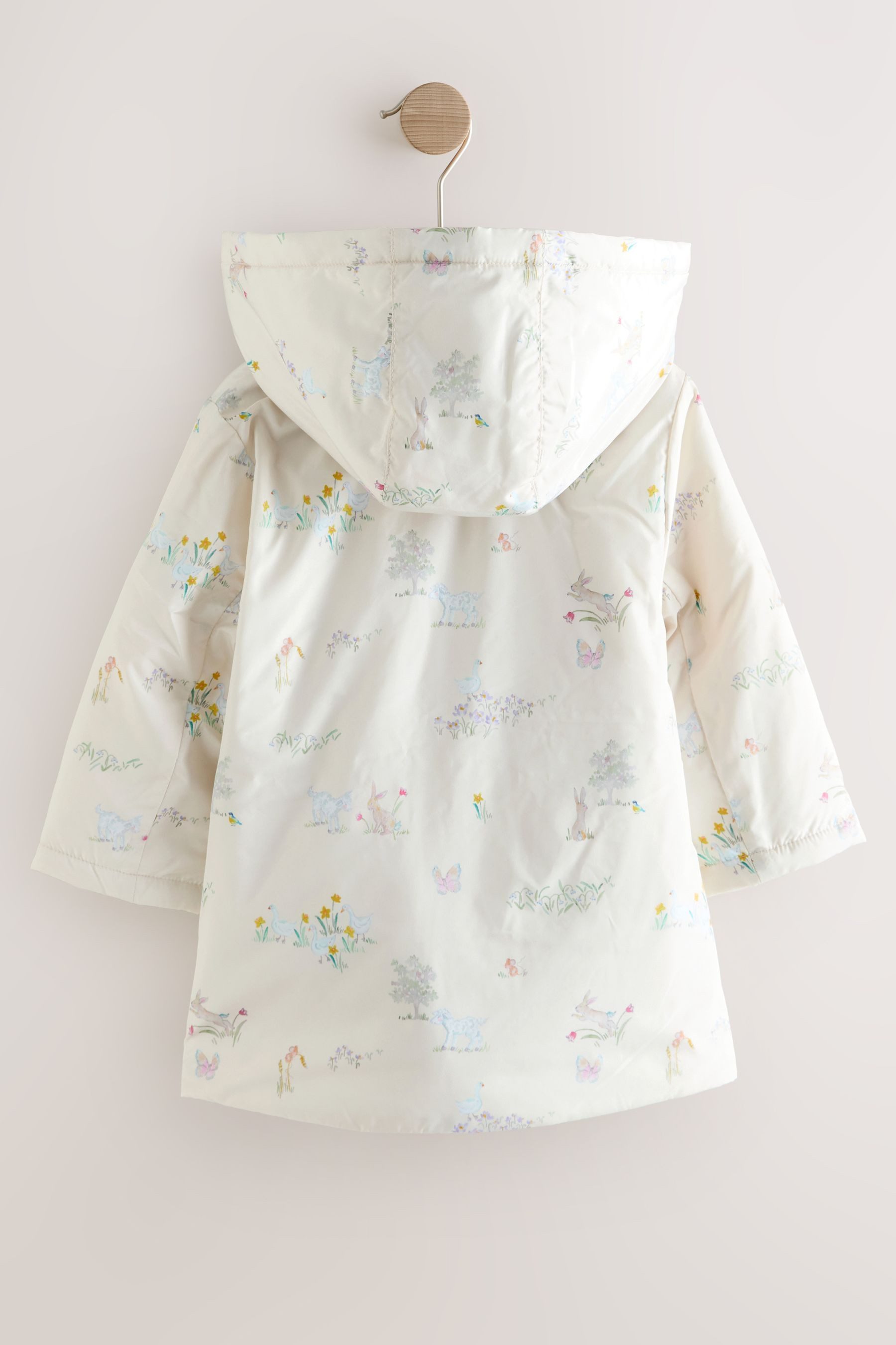 Next Kurzjacke Wasserabweisender Mantel mit Print + Rüschenkragen (1-St)
