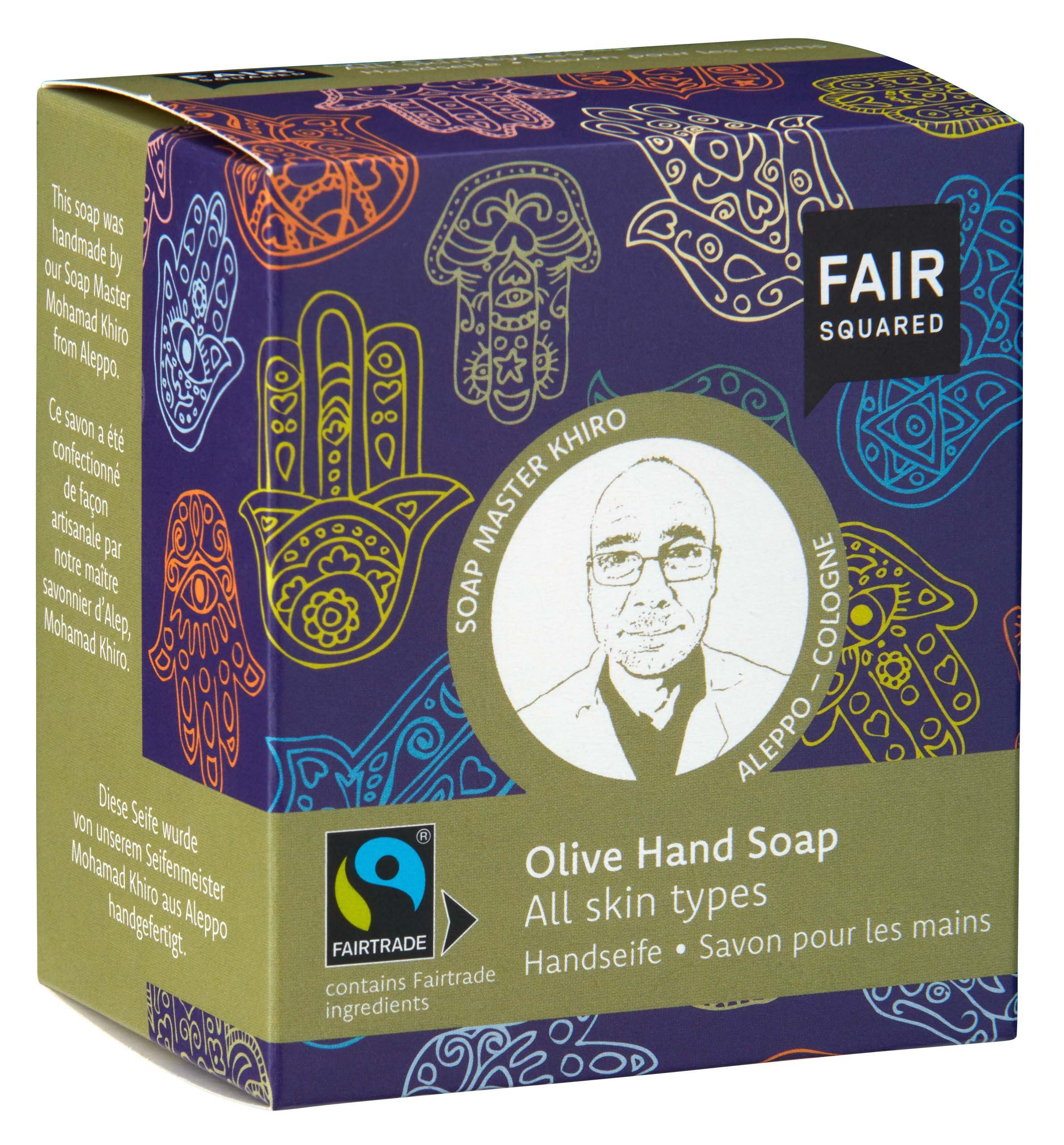 Fair Squared Handseife FAIR SQUARED Hauttypen Hauttypen fair Inhaltsstoffen, Für Handseife für 1-tlg., gehandelten alle geeignet alle mit Olivenöl mit