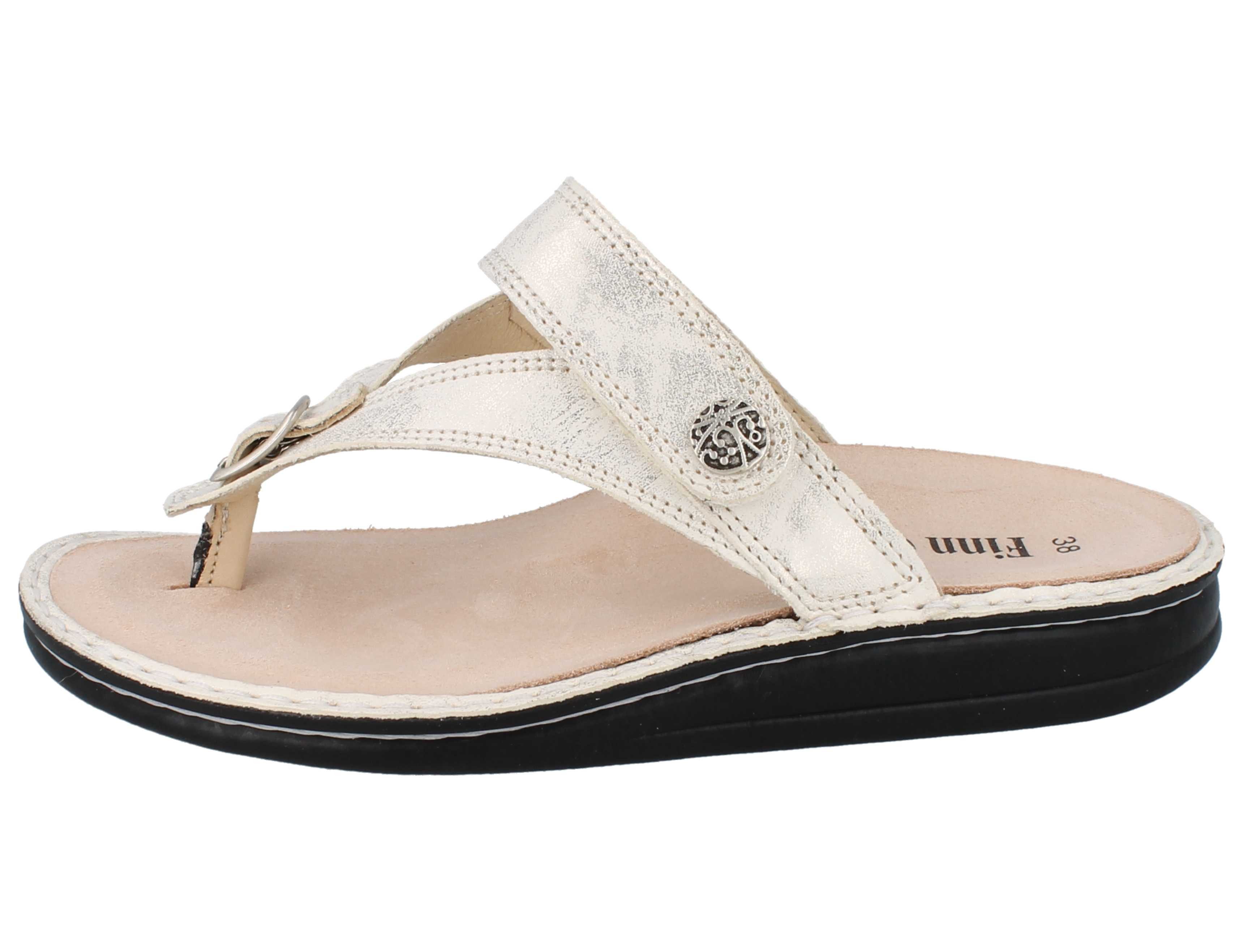 Finn Comfort FINN COMFORT Alexandria Soft Damen Zehenstegpantolette creme Zehentrenner Wechselfußbett